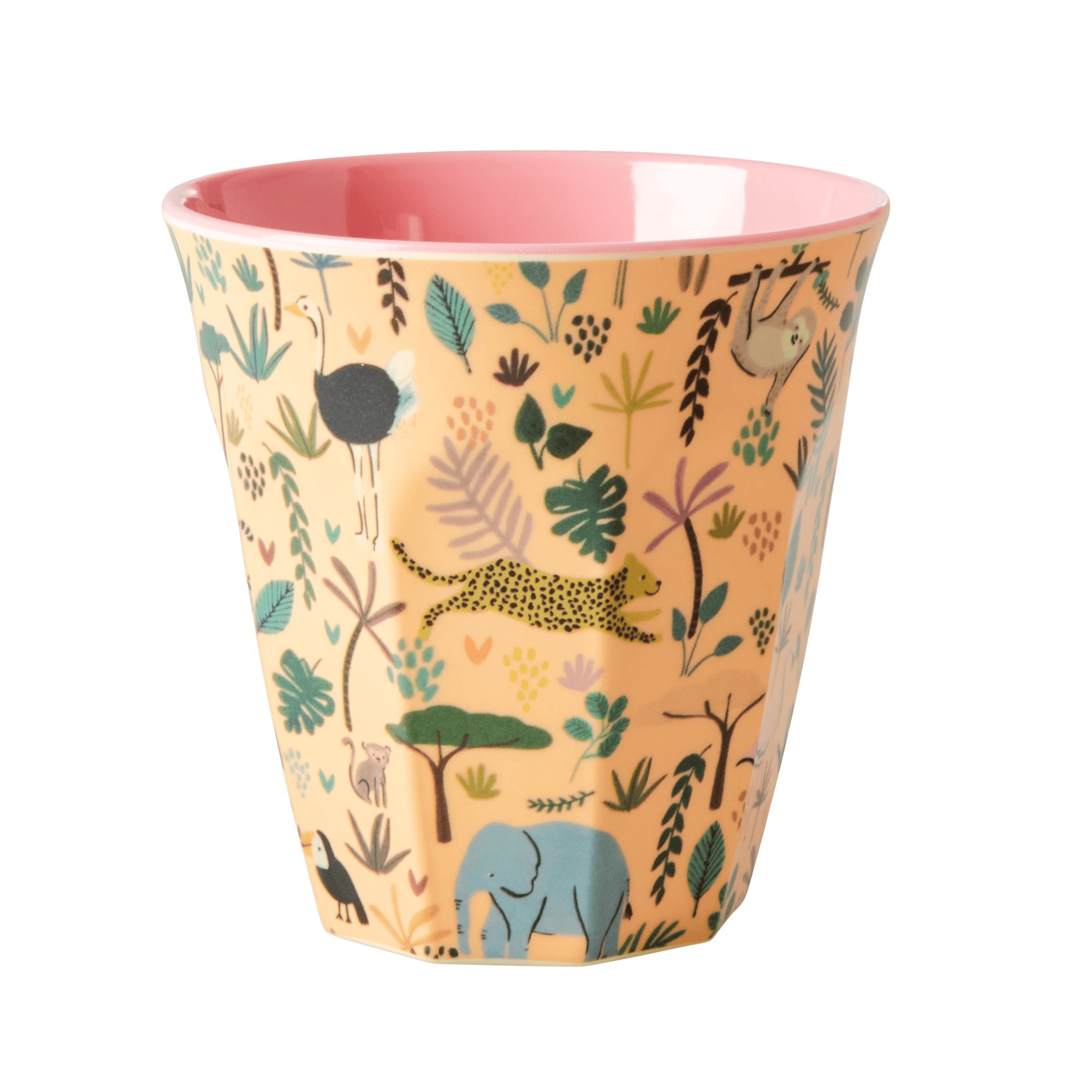 Becher "Dschungel apricot/hellrosa" (Personalisierung möglich)