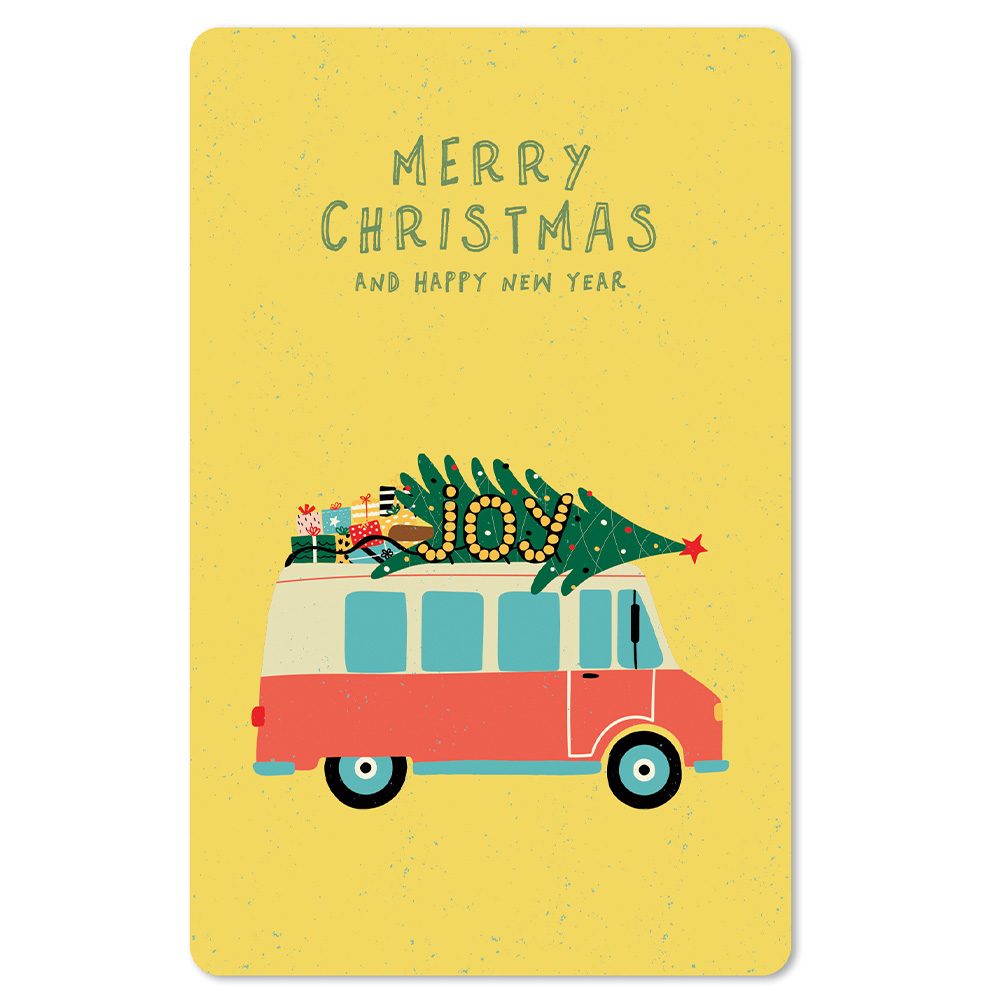 Postkarte "Merry Christmas and happy new year - Bus"