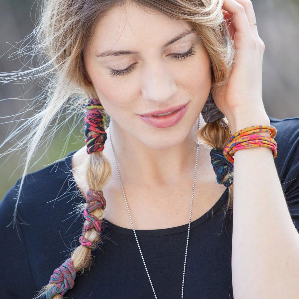 Stirn- und Haarband, dünn, Boho Band Grey / Turquoise, 3er Set