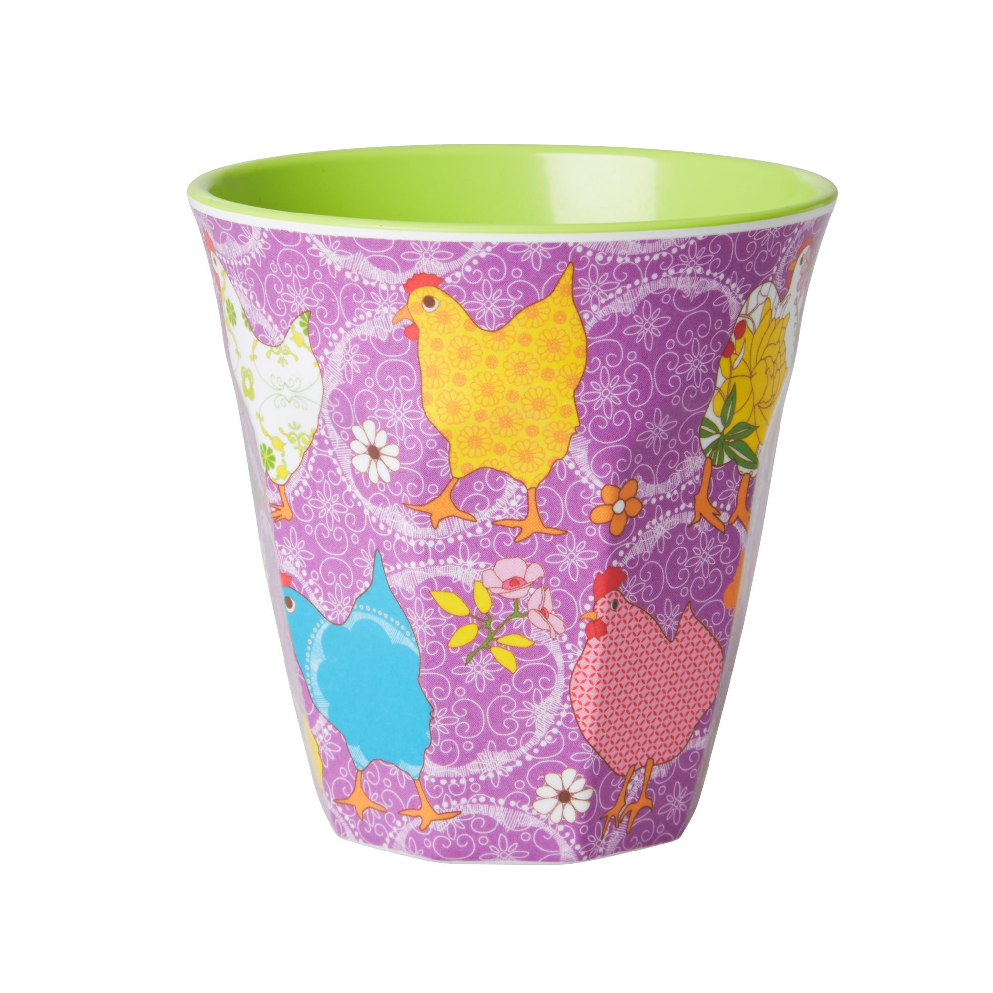 Becher mit Hühner, lila (Personalisierung möglich)