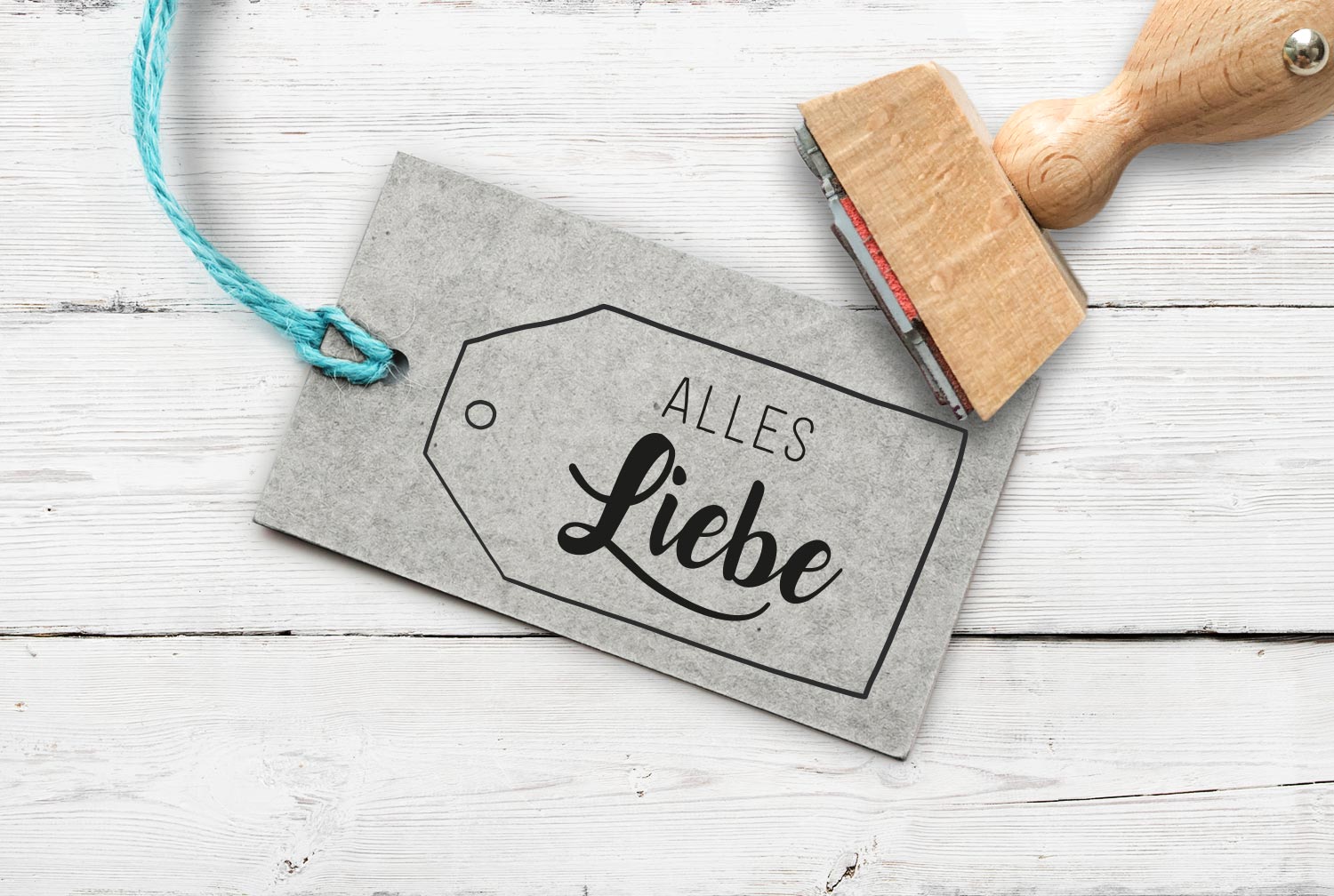 Stempel Anhänger "Alles Liebe", 65 mm