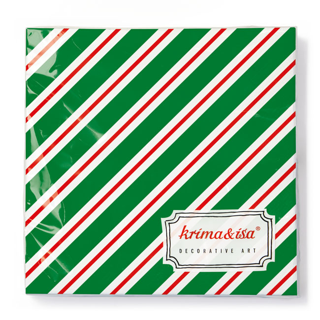 krima&isa Servietten "Weihnachtsstreifen" grün-rot-weiß gestreift