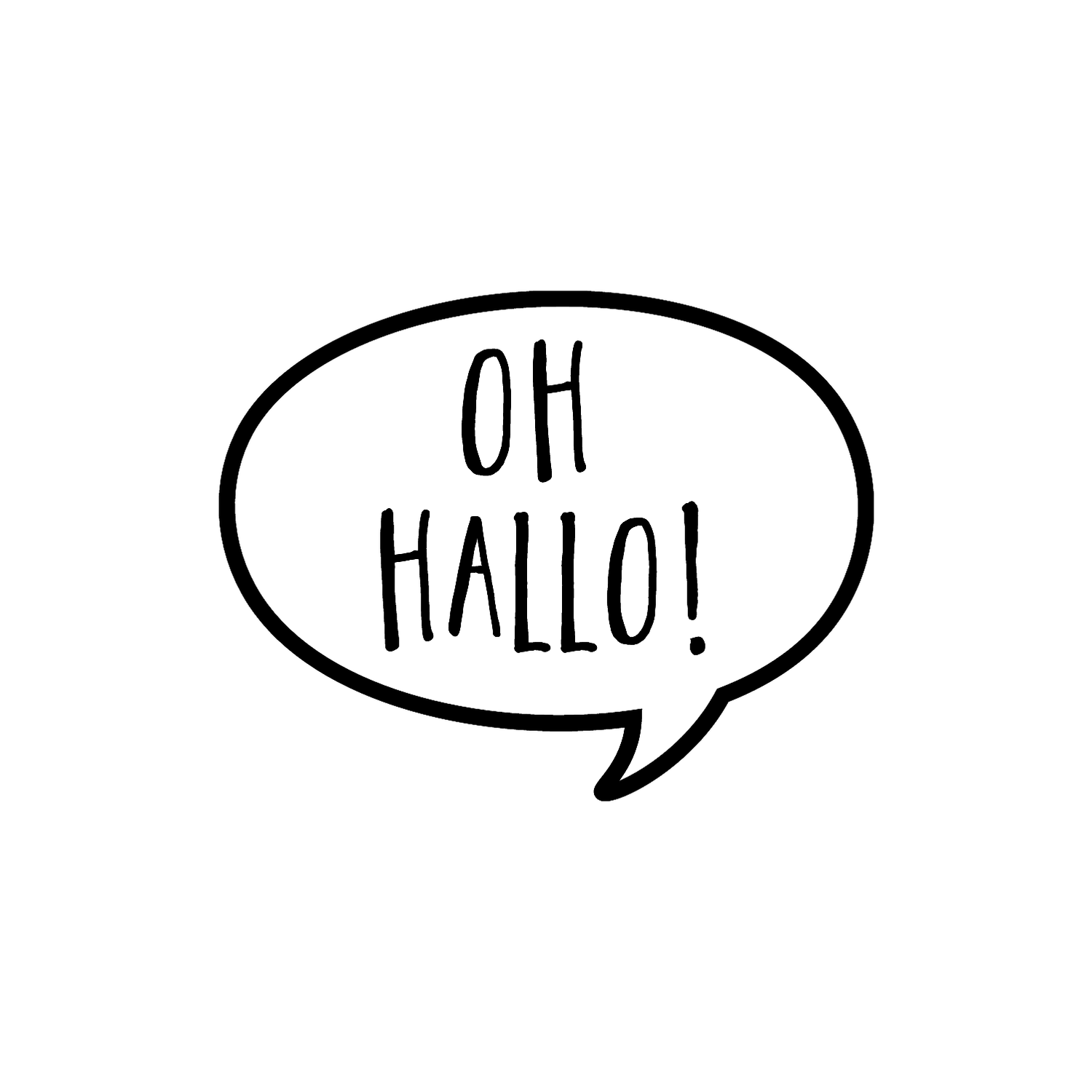 Abdruck Stempel Sprechblase "oh Hallo!", 35 mm