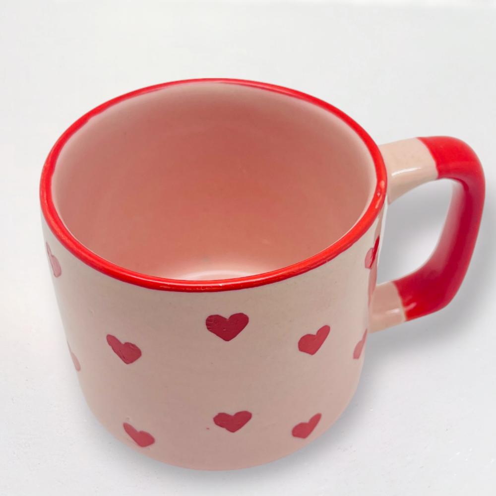 Tasse "Hearts with hearts", rosa/rot