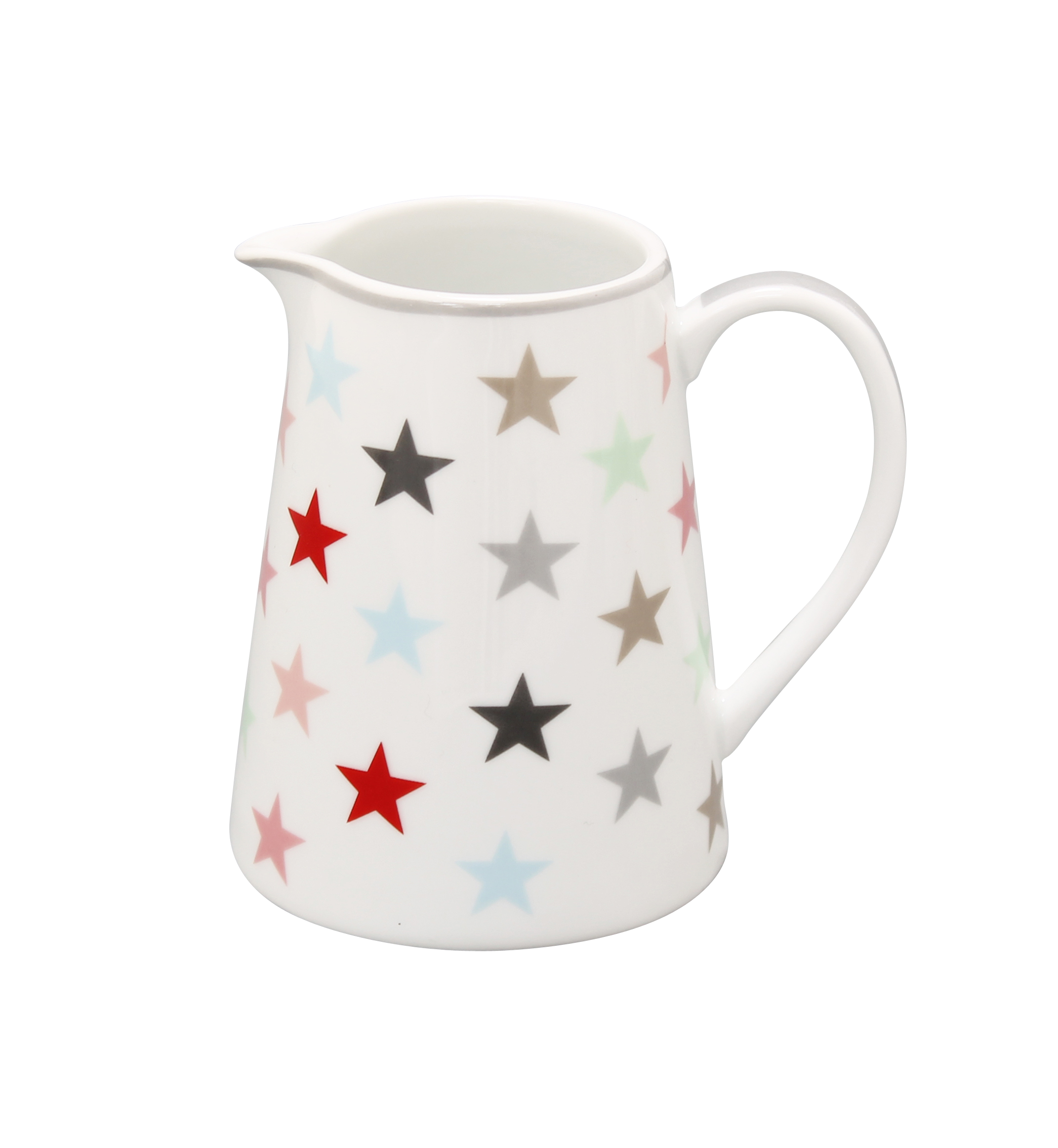Krug klein/Milchkännchen, weiß mit bunten Sternen