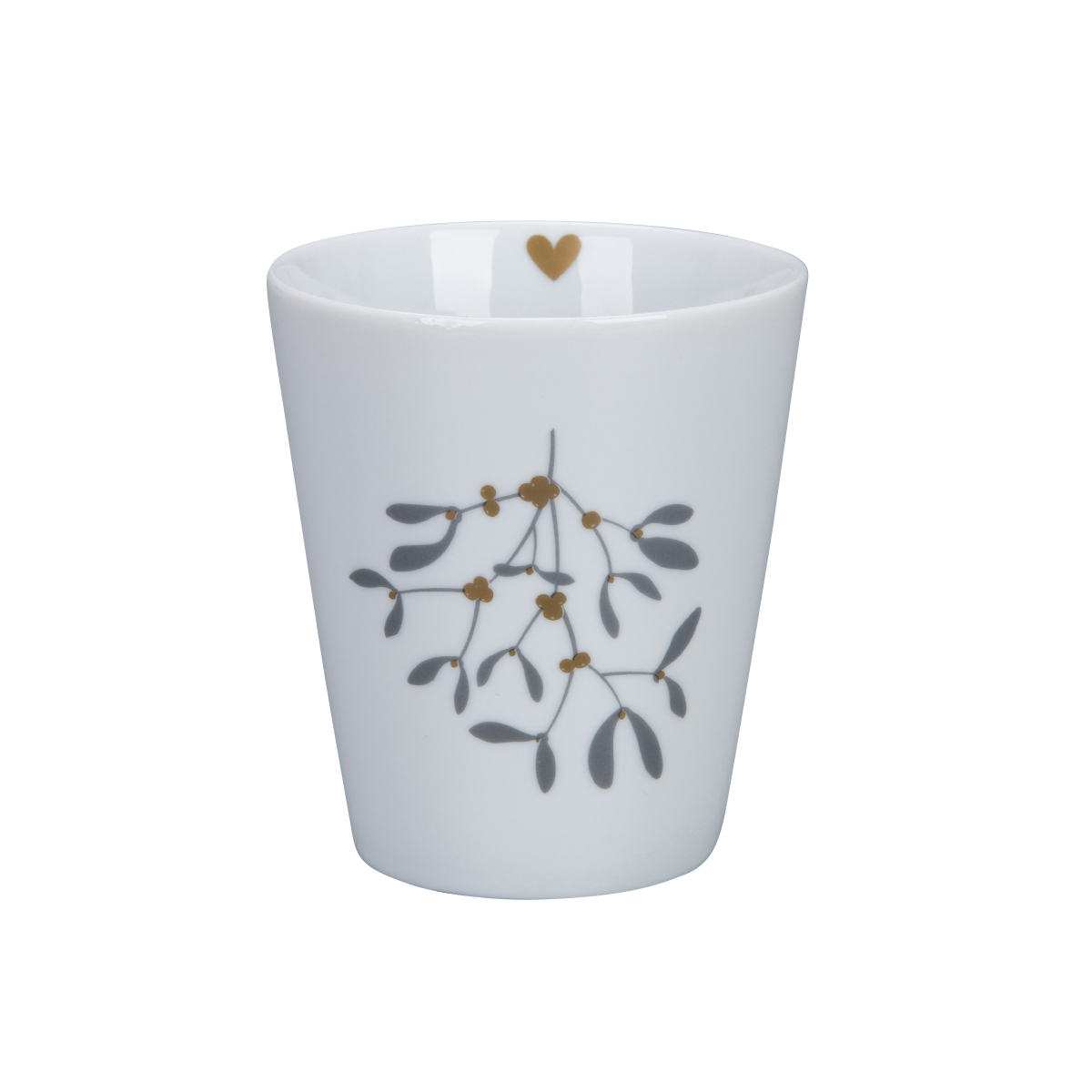 Tasse "Mistelzweig", grau/gold
