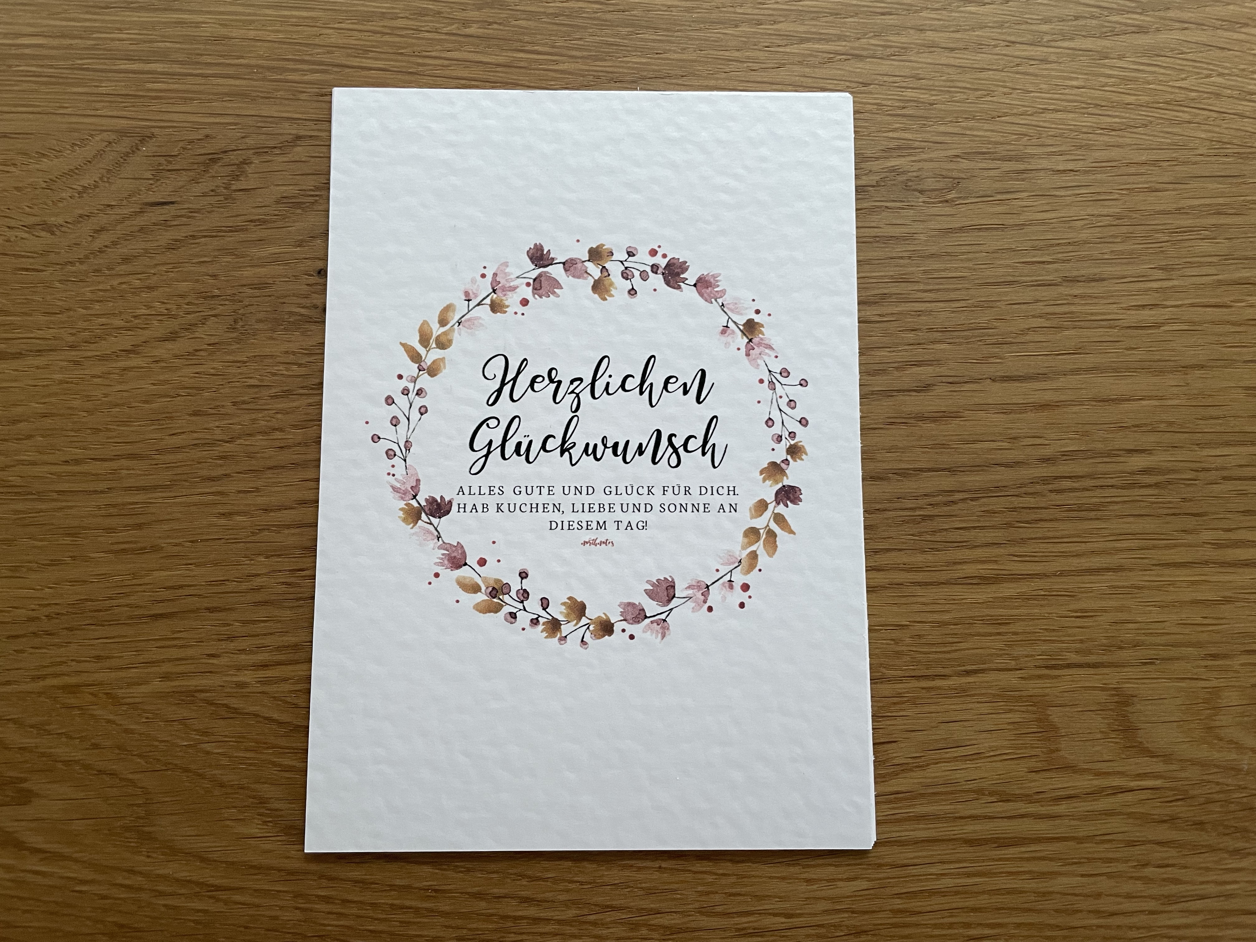 Postkarte "Herzlichen Glückwunsch" Kranz
