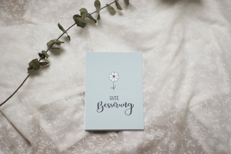 Postkarte „Gute Besserung“, mit Blume