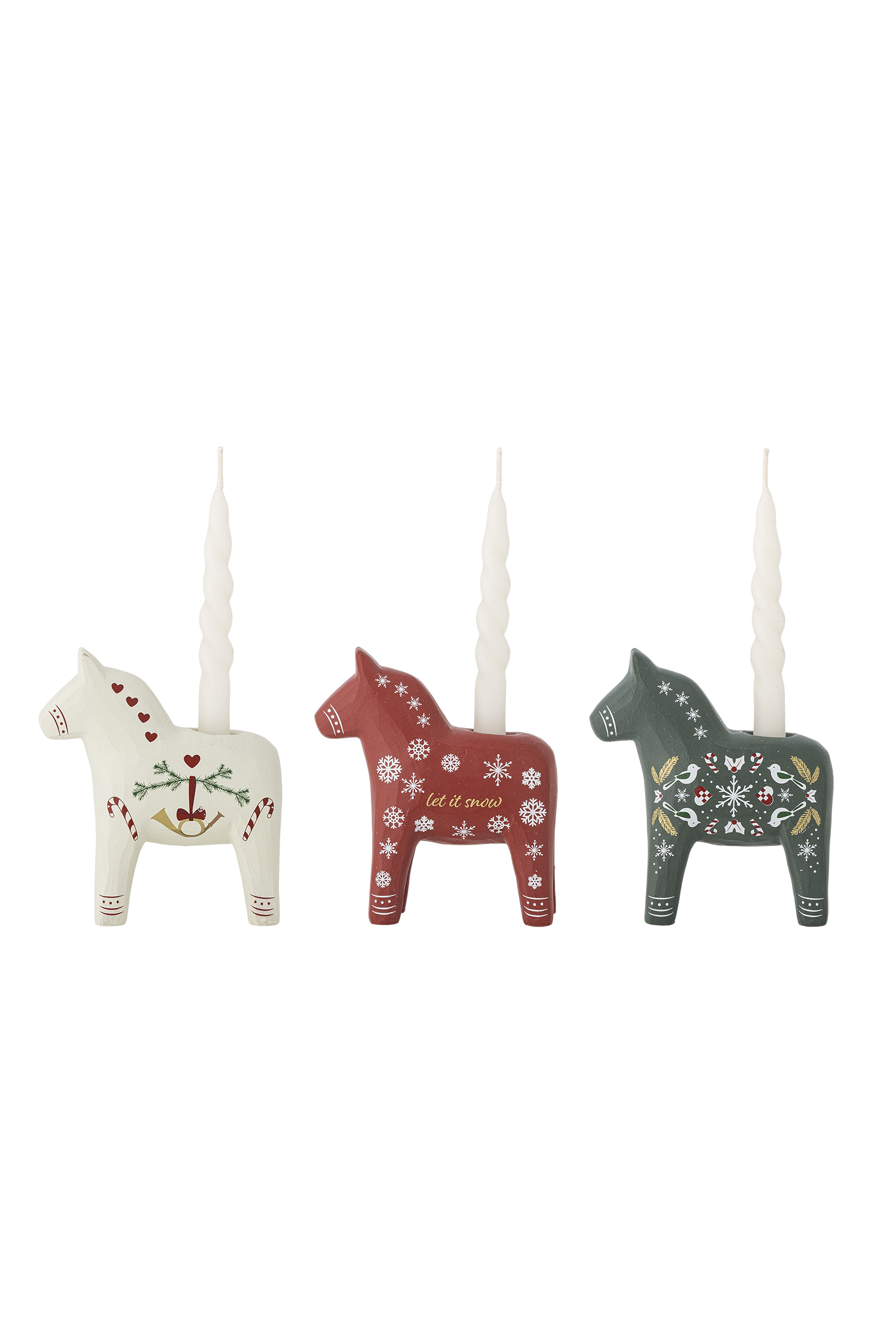 Kerzenständer von Bloomingville, Dalapferd, creme-Herzen
