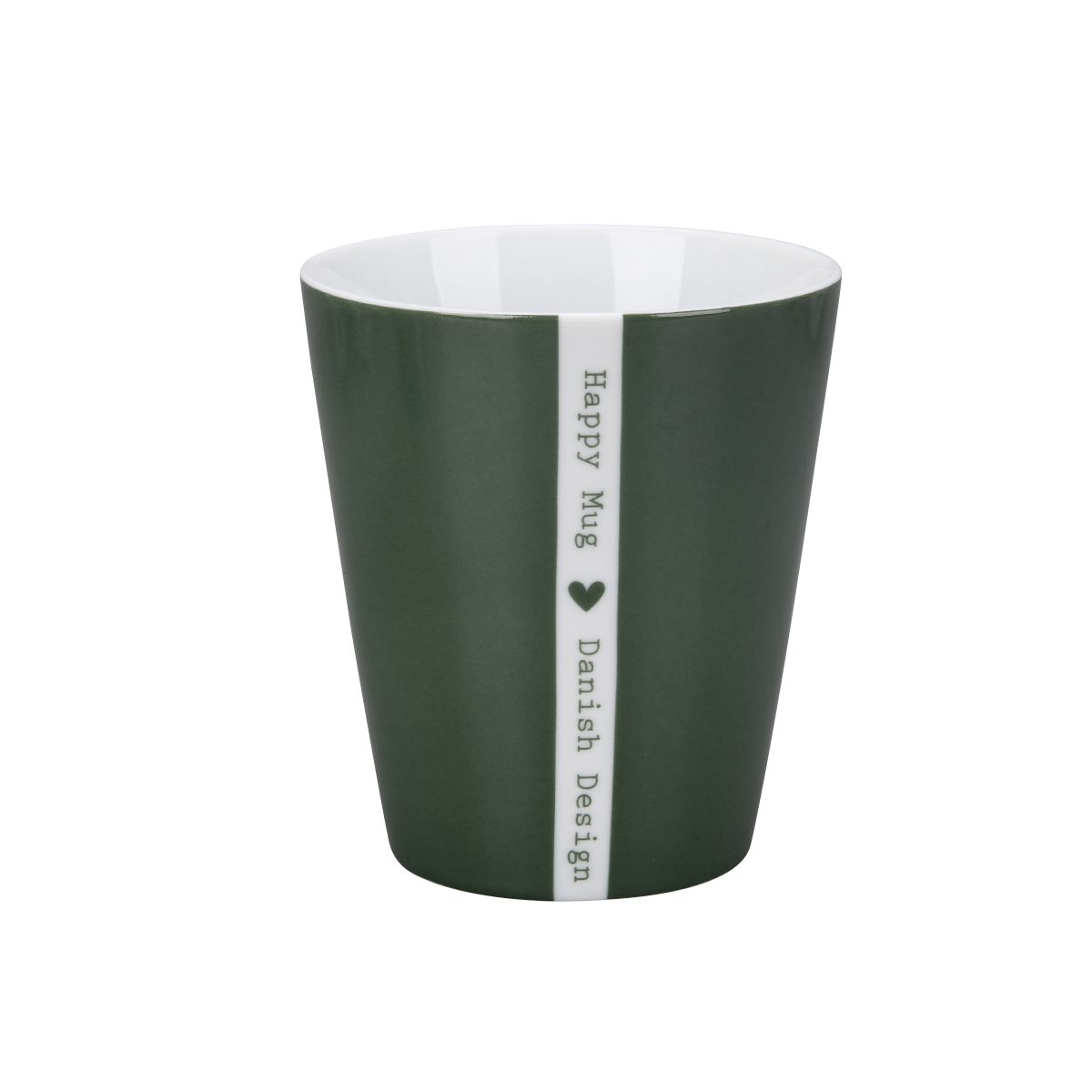 Tasse dunkelgrün/olive, Herz, Happy mug
