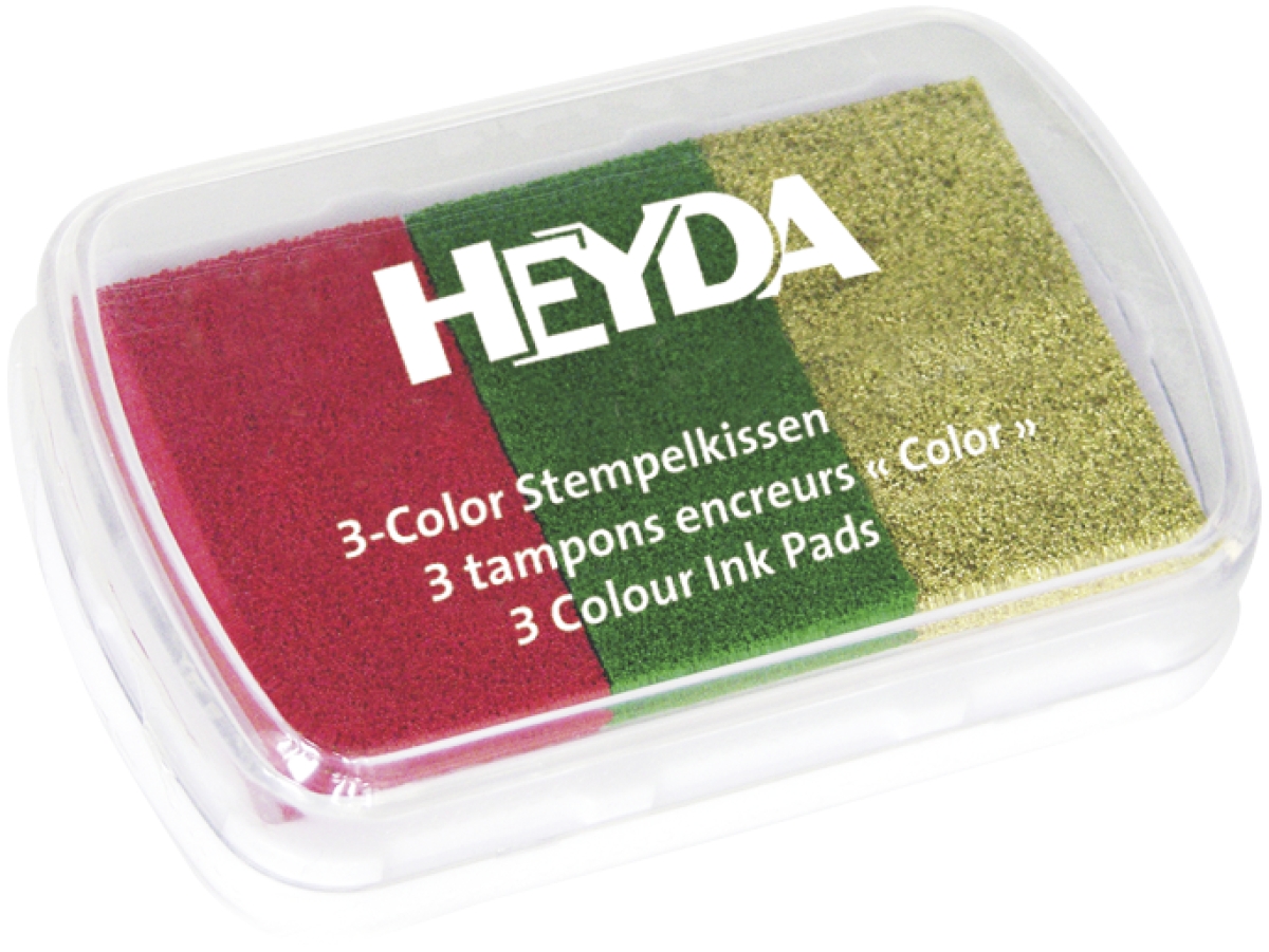3-Color-Stempelkissen "X-Mas/Weihnachtsfarben" (rot/grün/gold)