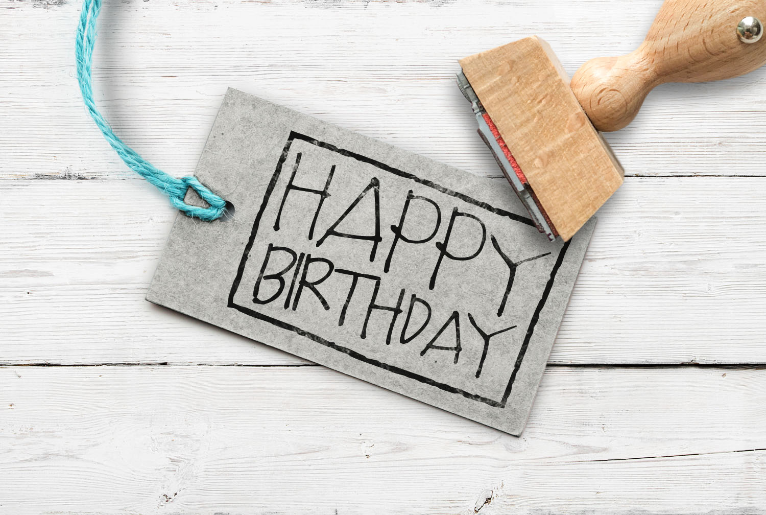 Stempel Happy Birthday, rechteckig, 51 mm