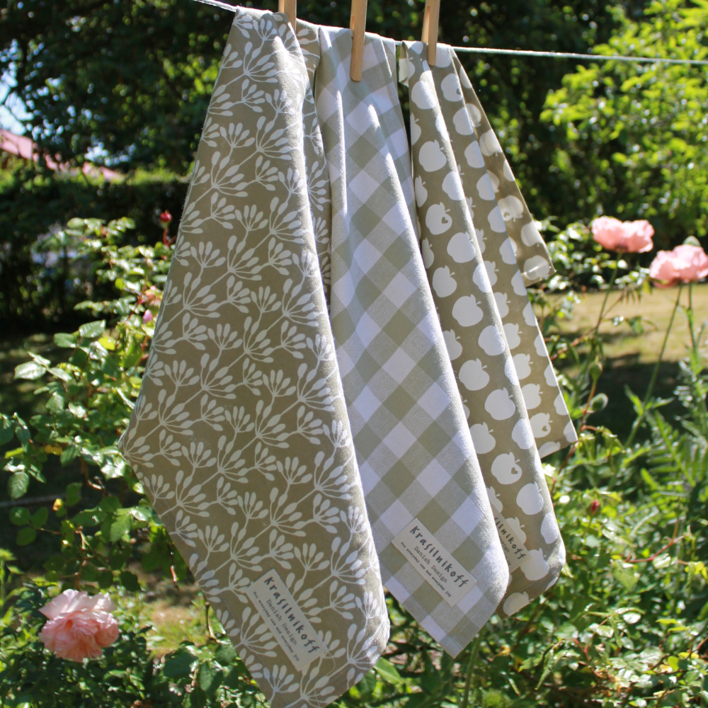 Geschirrtuch, "Blumen", salbei