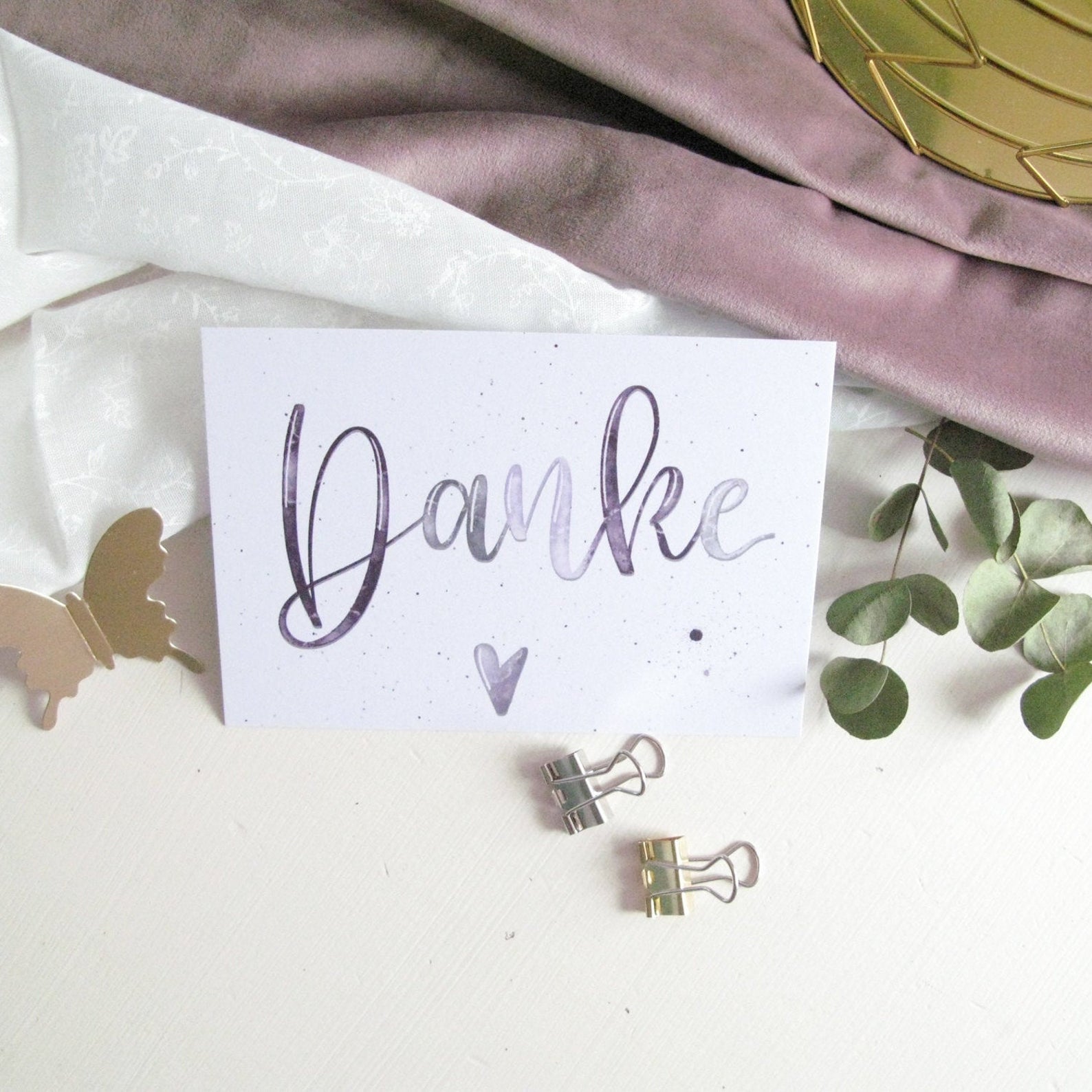 Postkarte "Danke" (Handlettering)