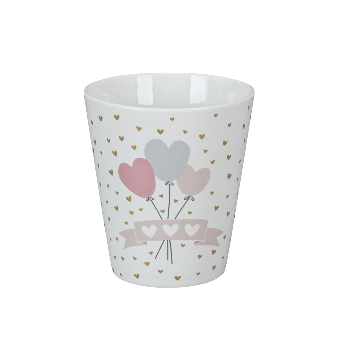 Tasse "Hurra", grau/gold/rosa