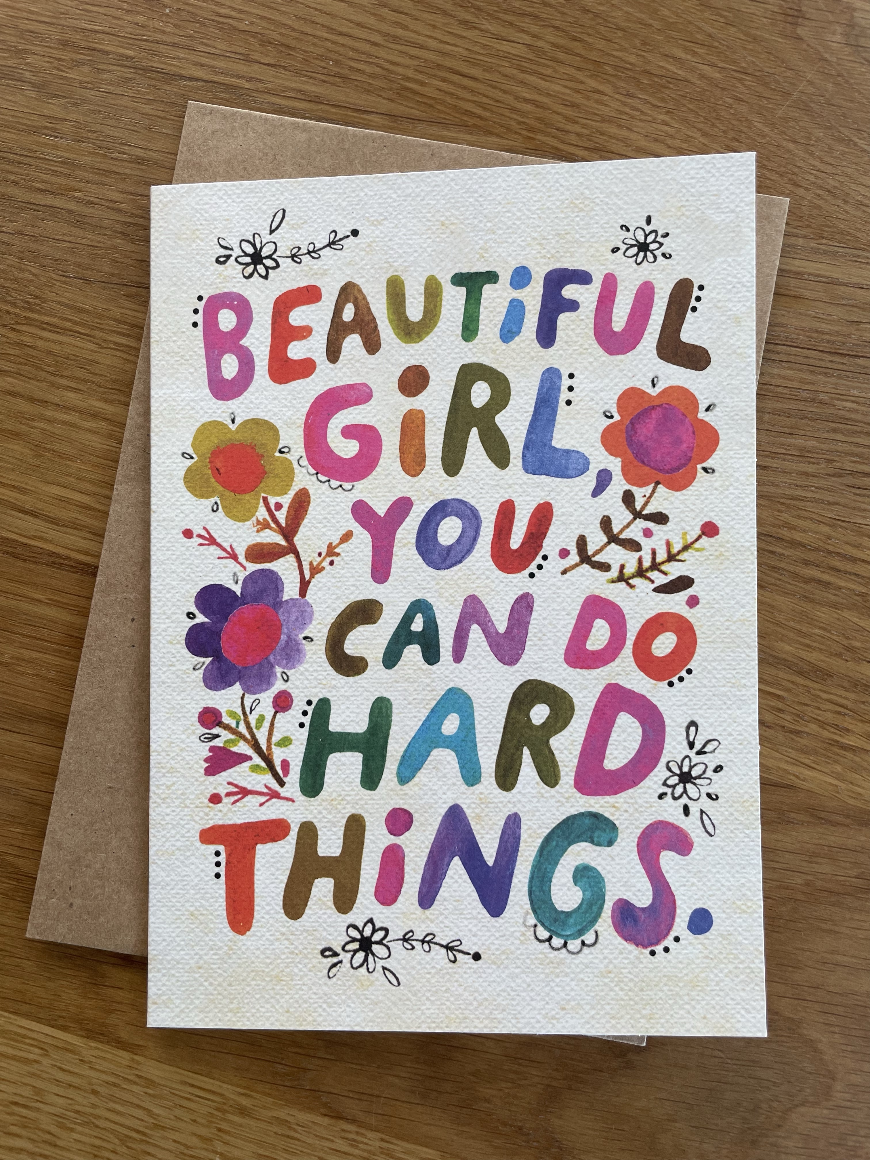 Klappkarte "beautiful girl, you can do hard things" mit Umschlag