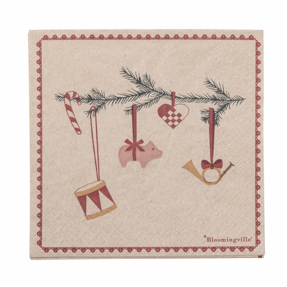 Bloomingville Servietten "Yule", skandinavische Weihnachtsmotive