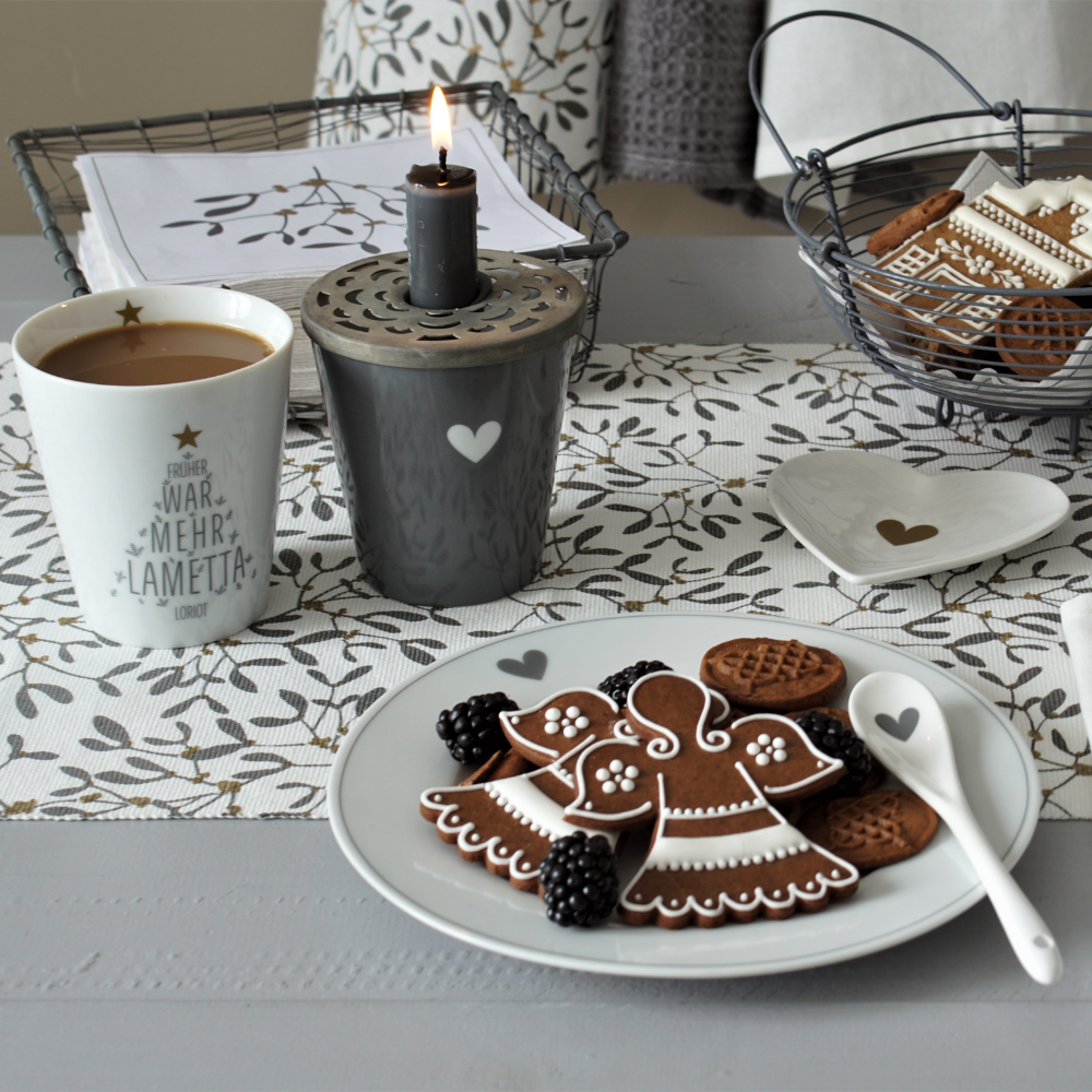 Tasse dunkelgrau, Herz, Happy mug