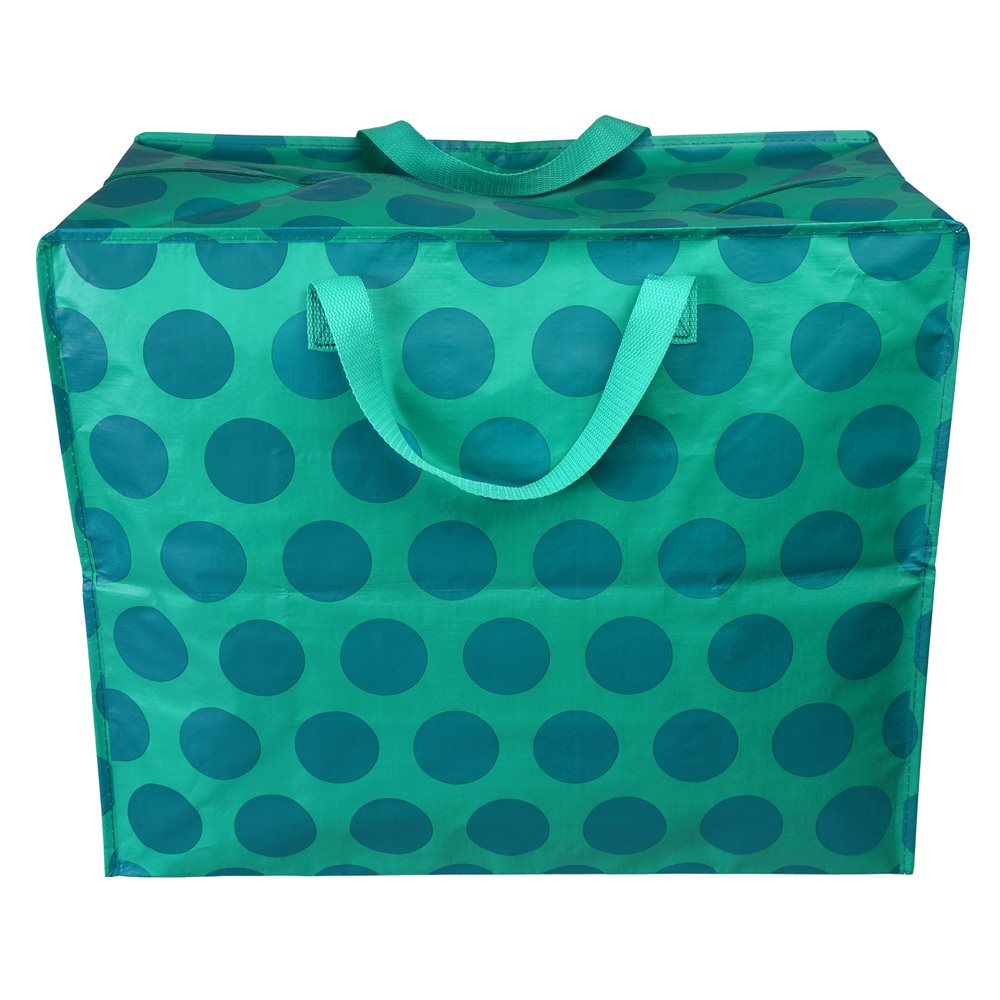 Große Tasche mit Punkten, türkis/blau