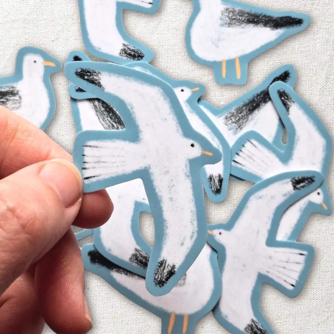 Sticker-Set, Möwen, Vinyl (handgemalt & handgemacht)
