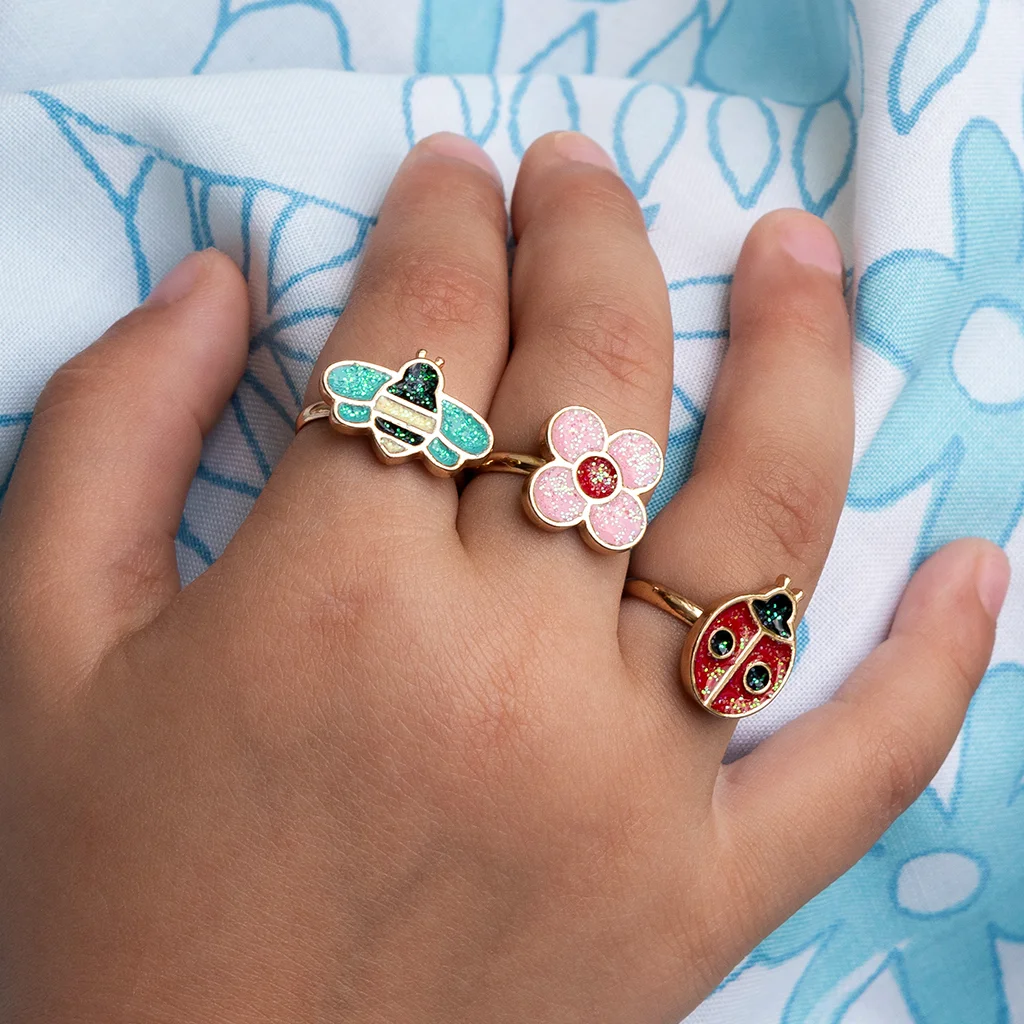 Glitzer-Ringe (3-er Set) "Ladybird"