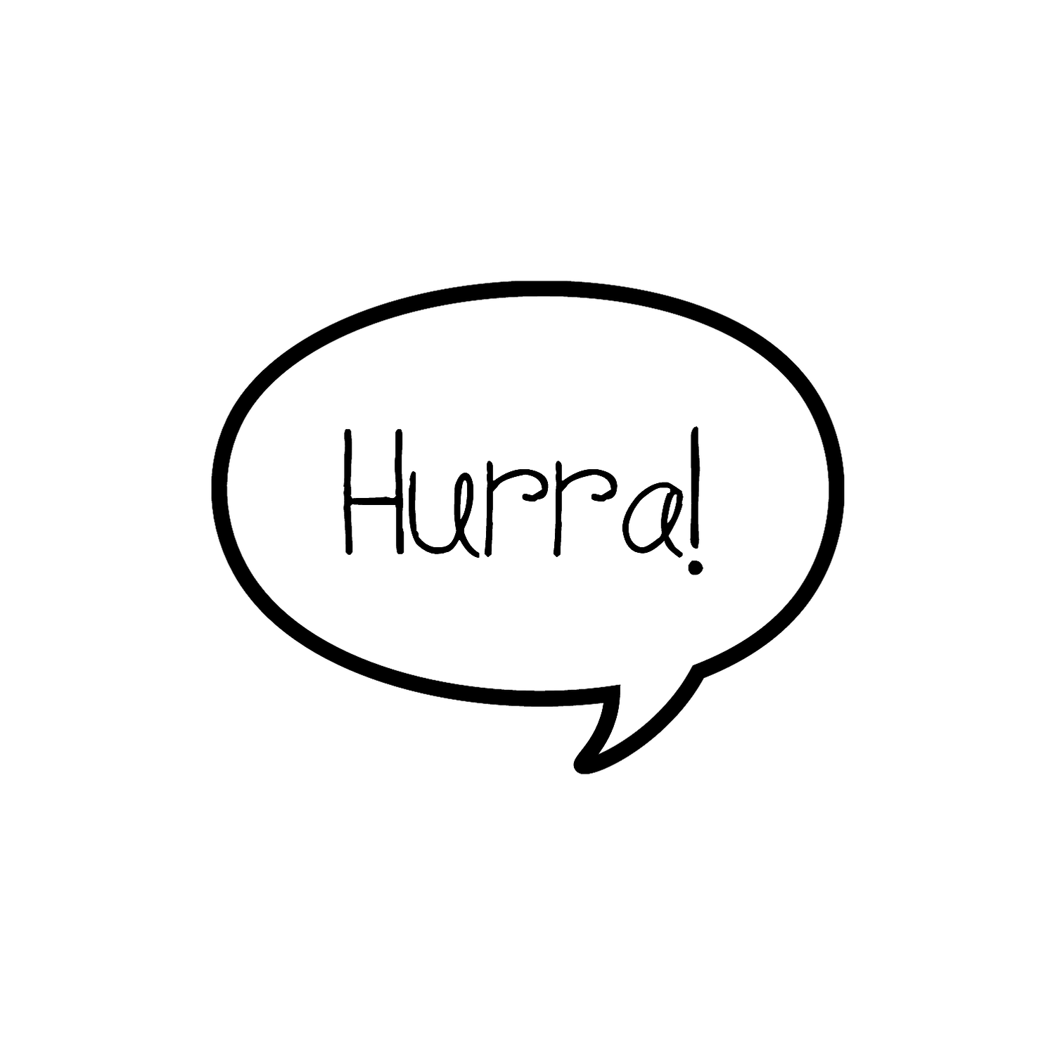 Abdruck Stempel Sprechblase "hurra!", 35 mm