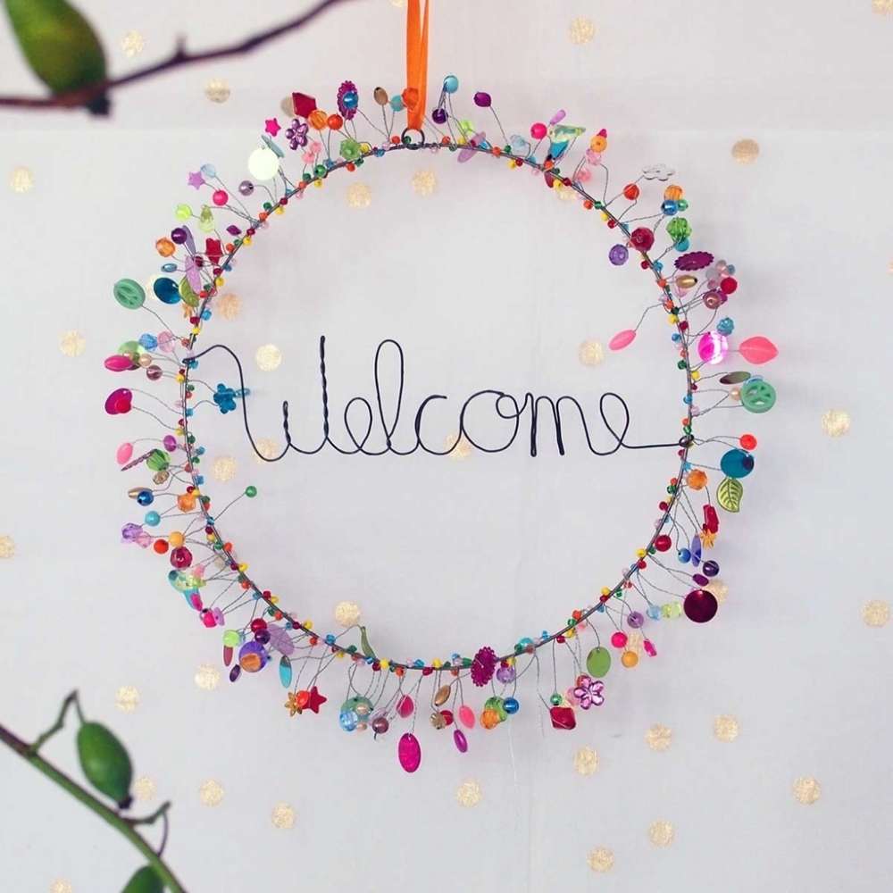 Funkelkranz "Welcome" (bunt/schwarz)