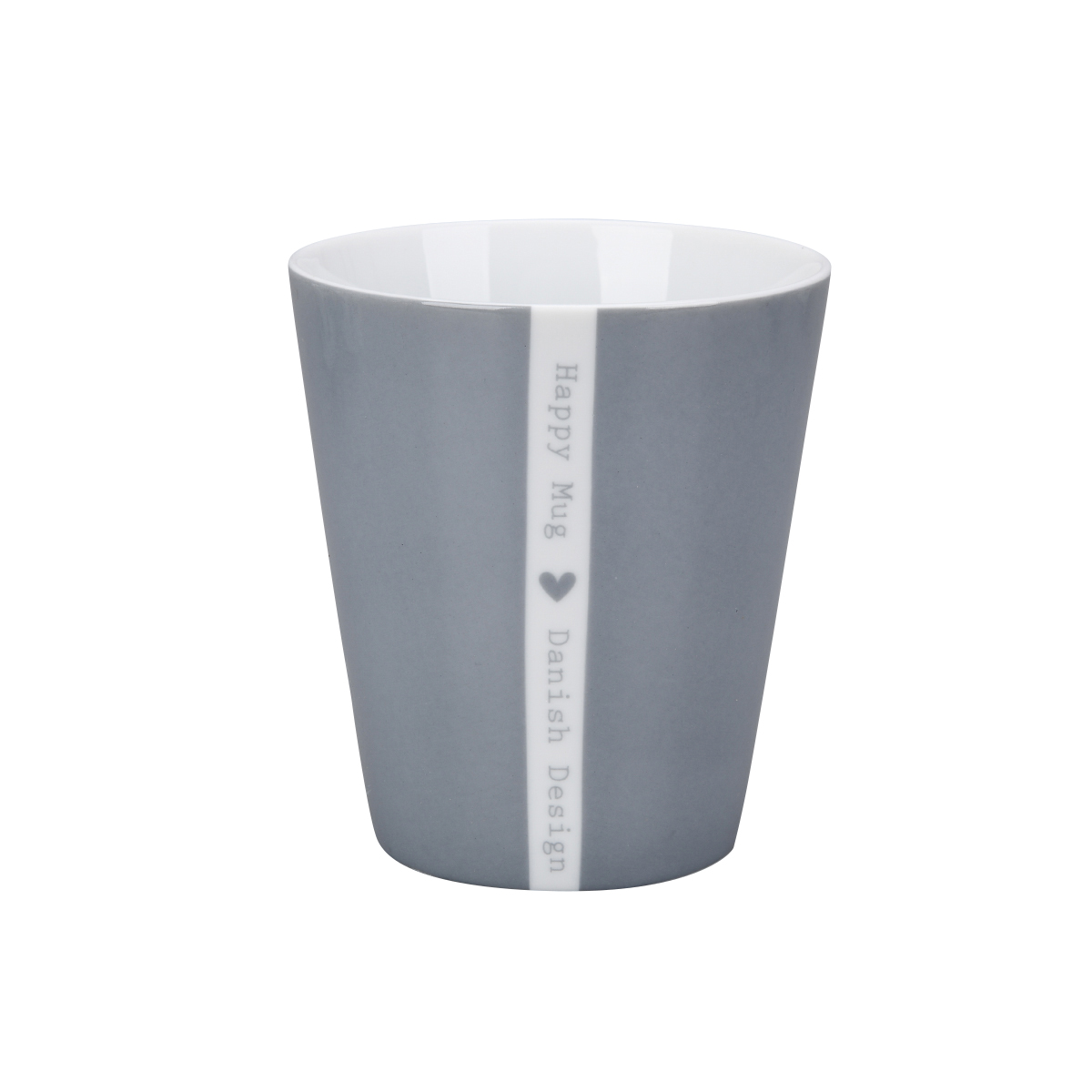 Tasse hellgrau, Herz, Happy mug