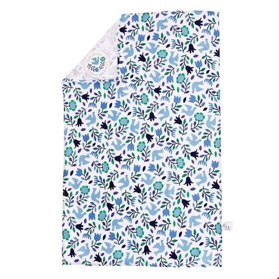 Geschirrtuch Tauben "Folk Doves", blau/weiß