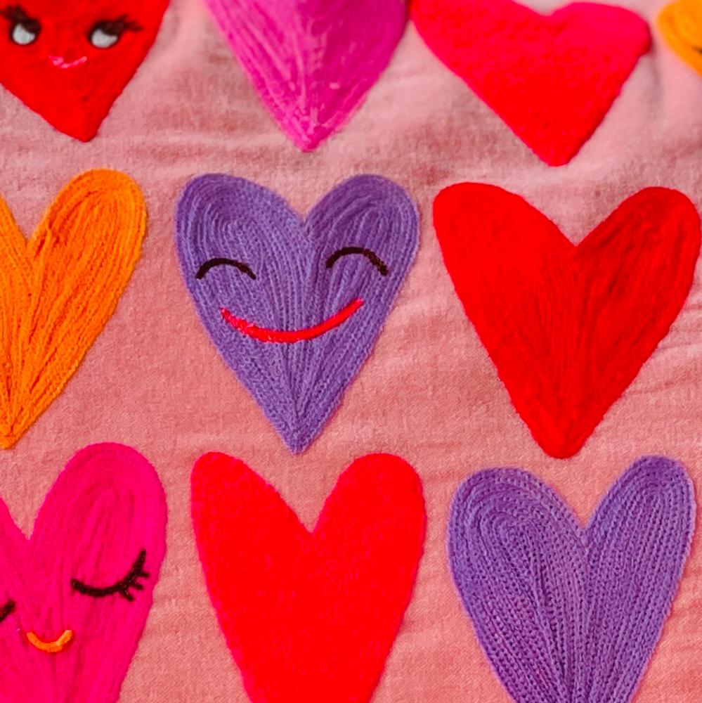 Kissen Velvet pink hearts, 40x60 cm