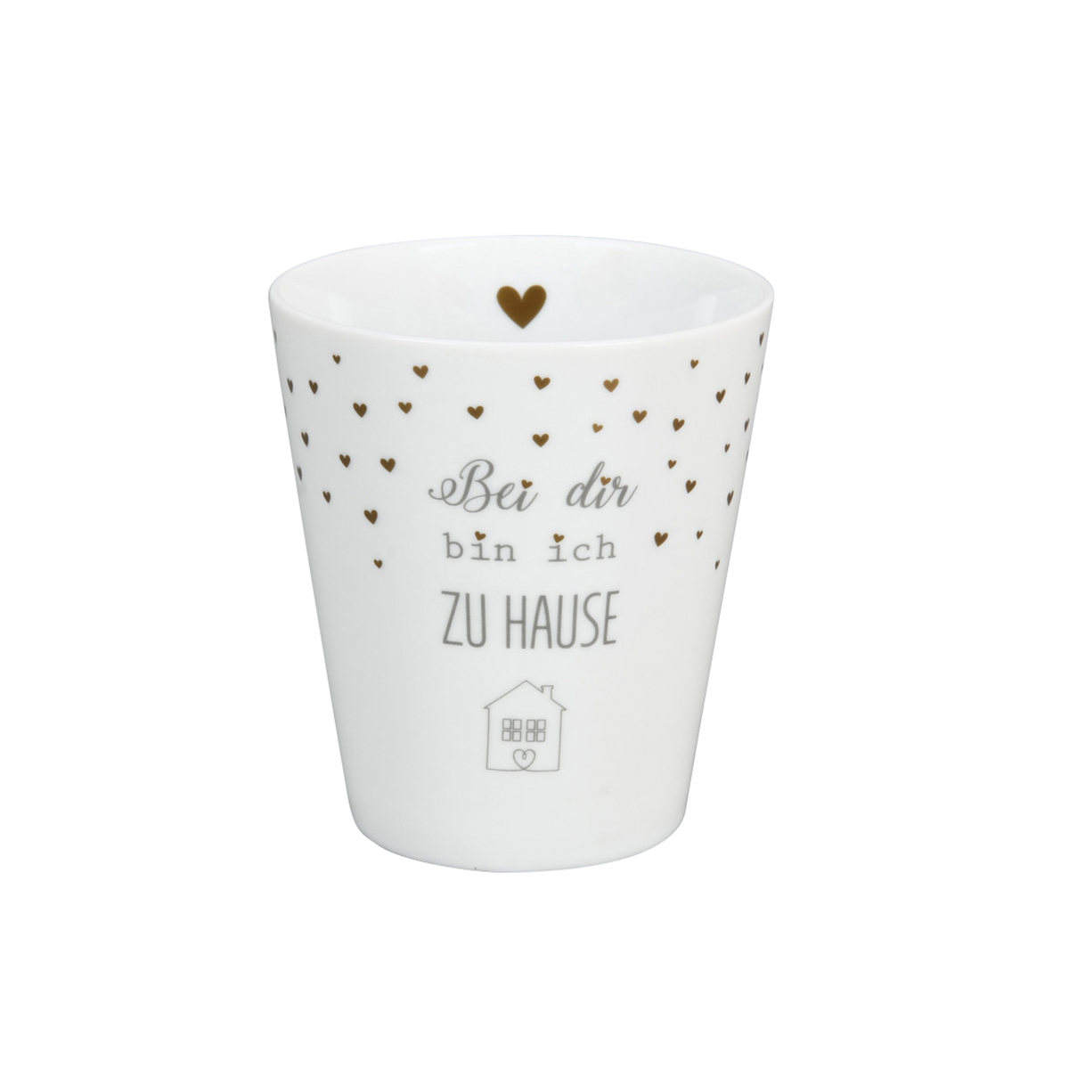 Tasse "Bei dir bin ich Zuhause", grau/gold