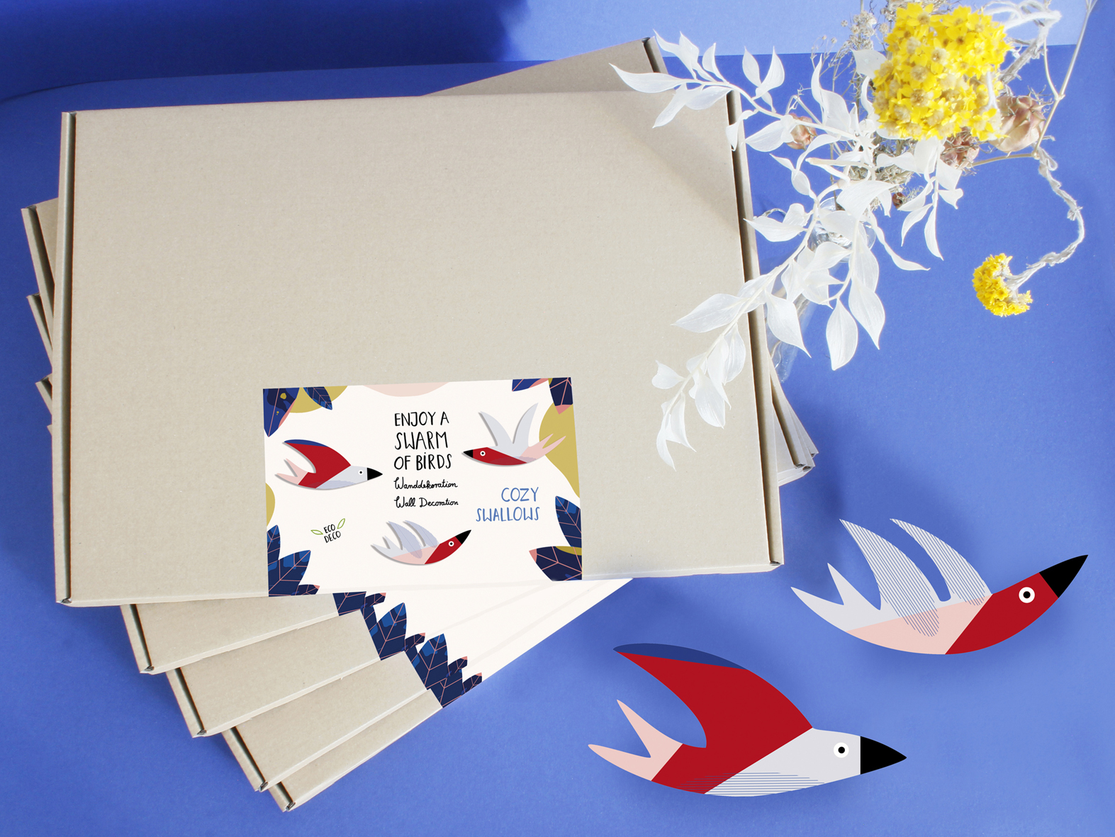 Wanddekoration "Enjoy A Swarm Of Birds" Cozy Swallows, 3 Vögel