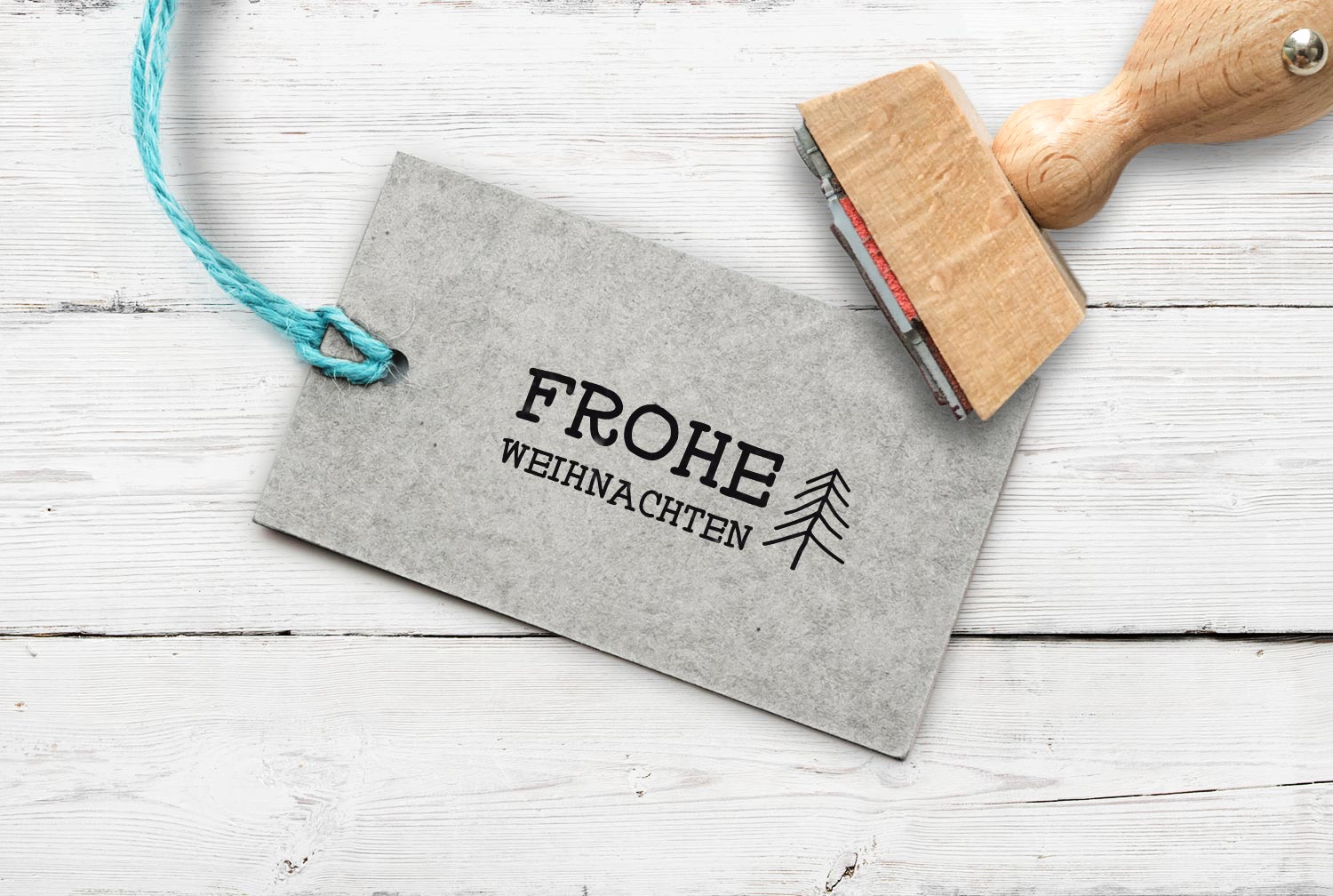 Stempel "Frohe Weihnachten" eckig, 67 mm