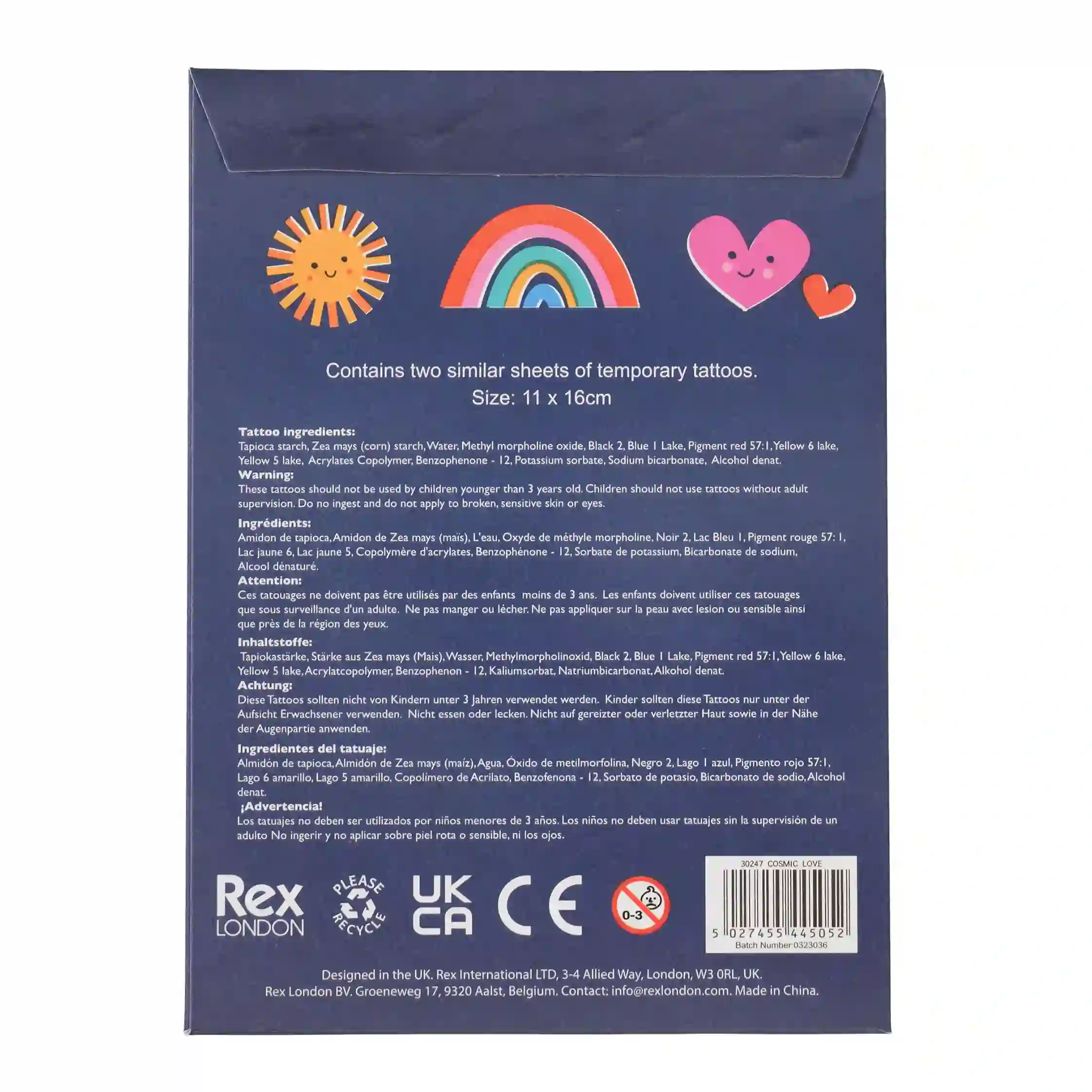 Tattoos "Cosmic Love", Regenbogen, Sonne...