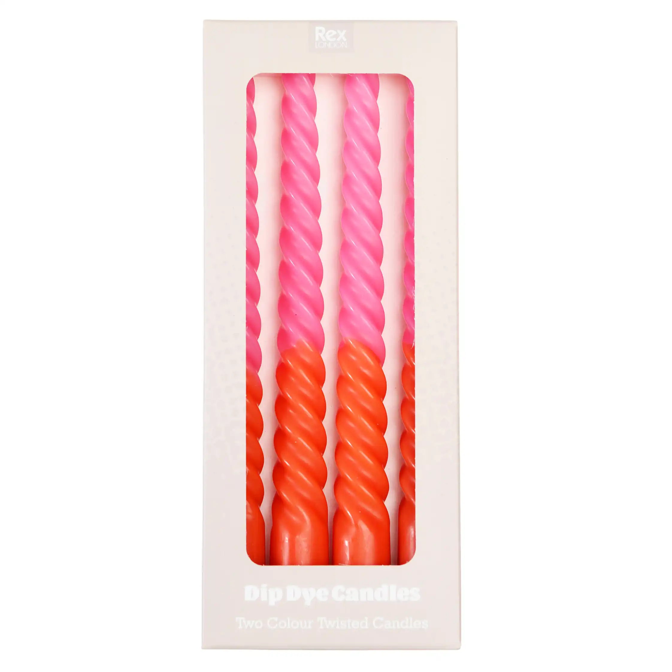 Gedrehte Kerzen Dip Dye in Rosa- & Orange
