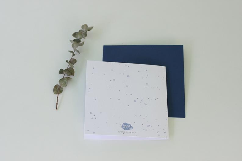 Babykarte "Willkommen" blau mit Elefant
