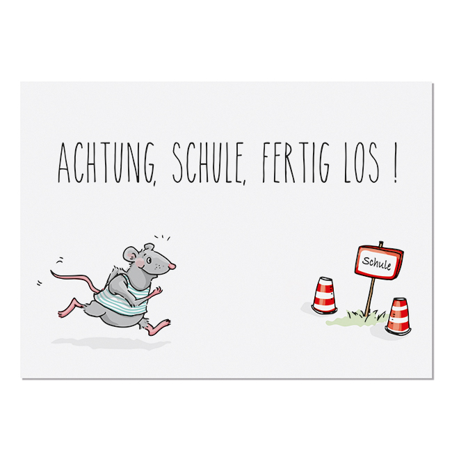 krima&isa Postkarte Achtung, Schule, fertig los!