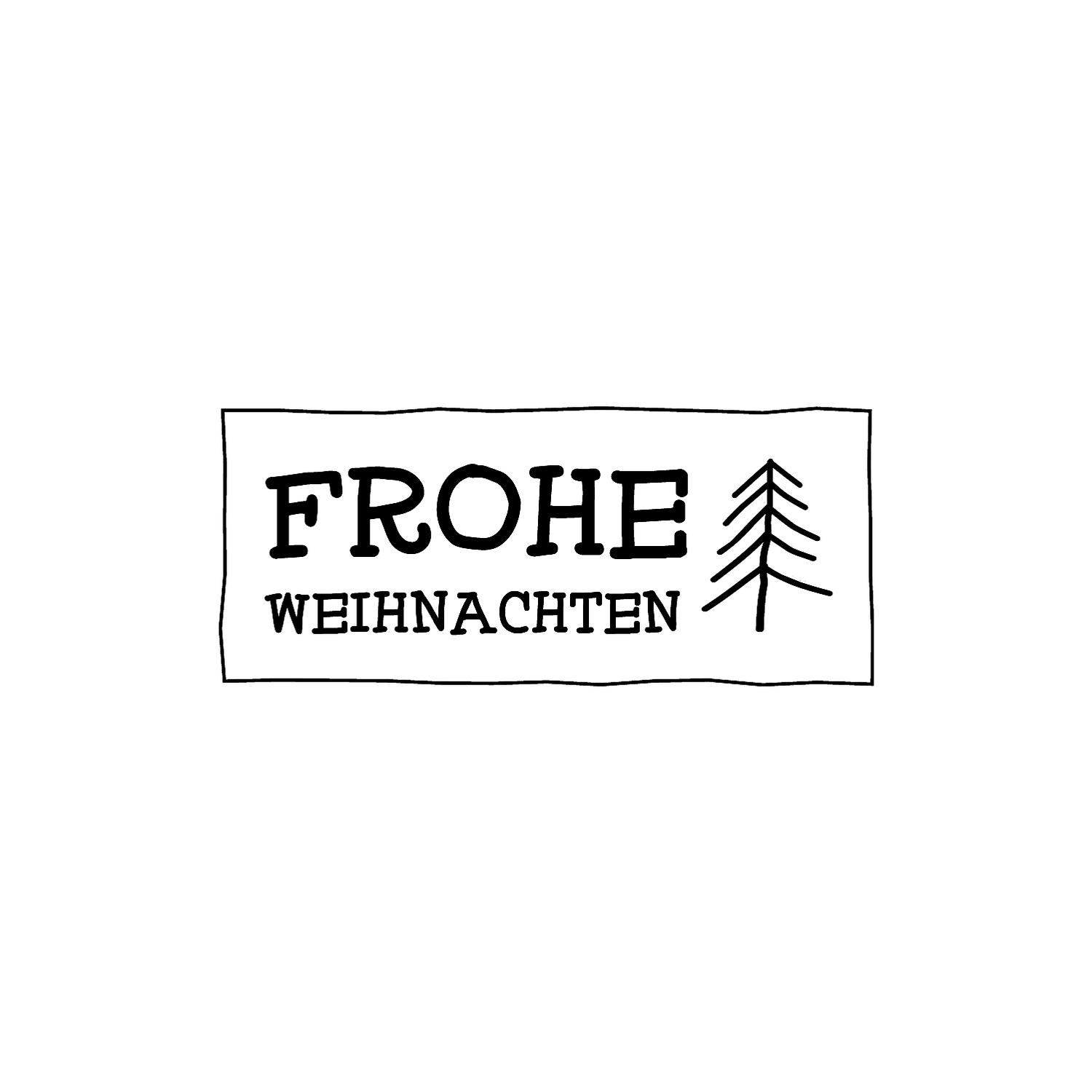 Abdruck Stempel "Frohe Weihnachten" eckig mit Rahmen, 78 mm