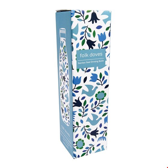 Thermoskanne/Flasche "Folk Doves", Blumenmuster blau/weiß