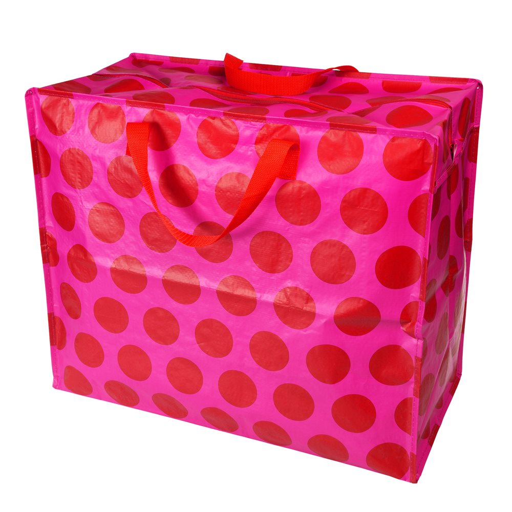 Große Tasche mit Punkten, pink/rot