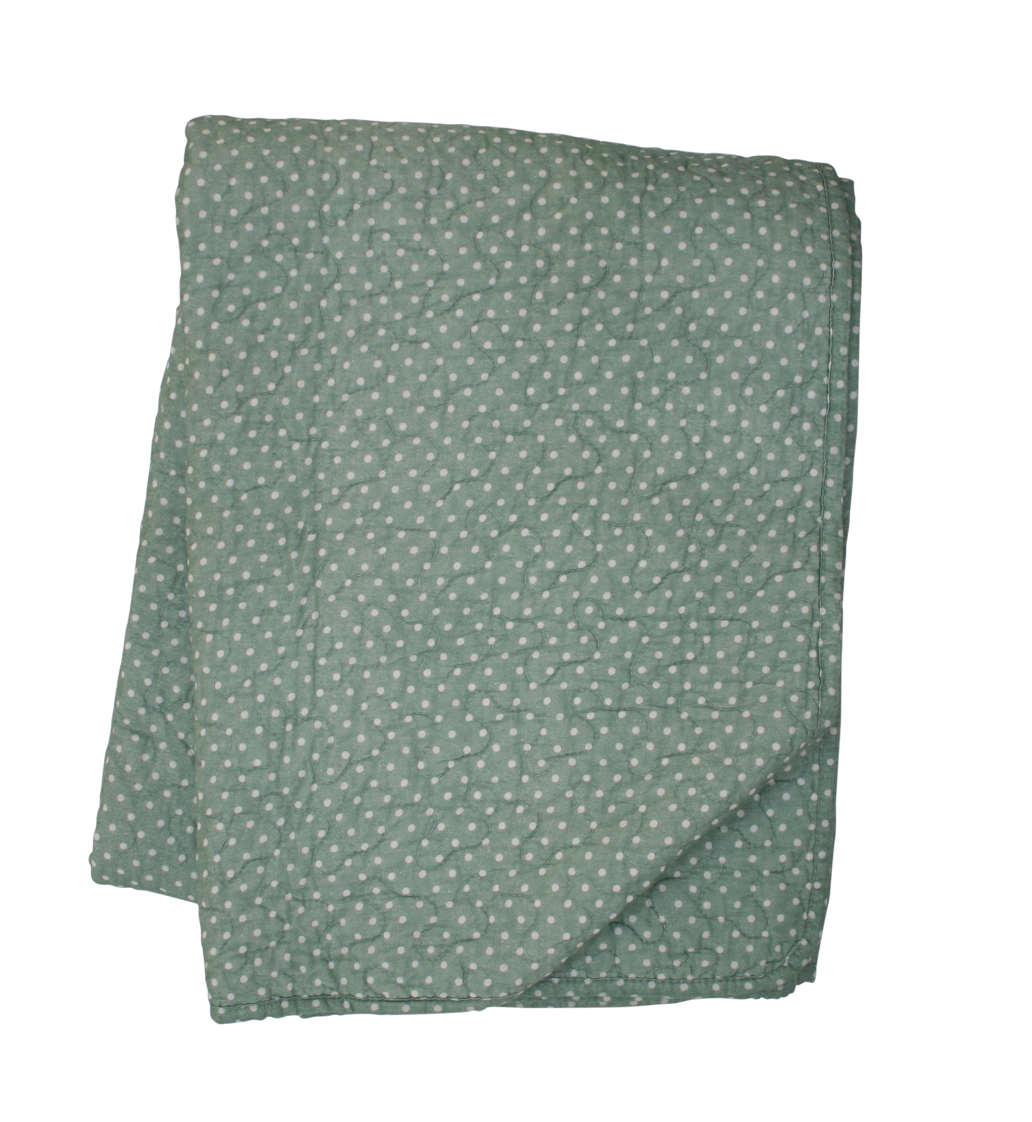 Tagesdecke/Quilt/Sofadecke staub-grün/mint mit Punkten
