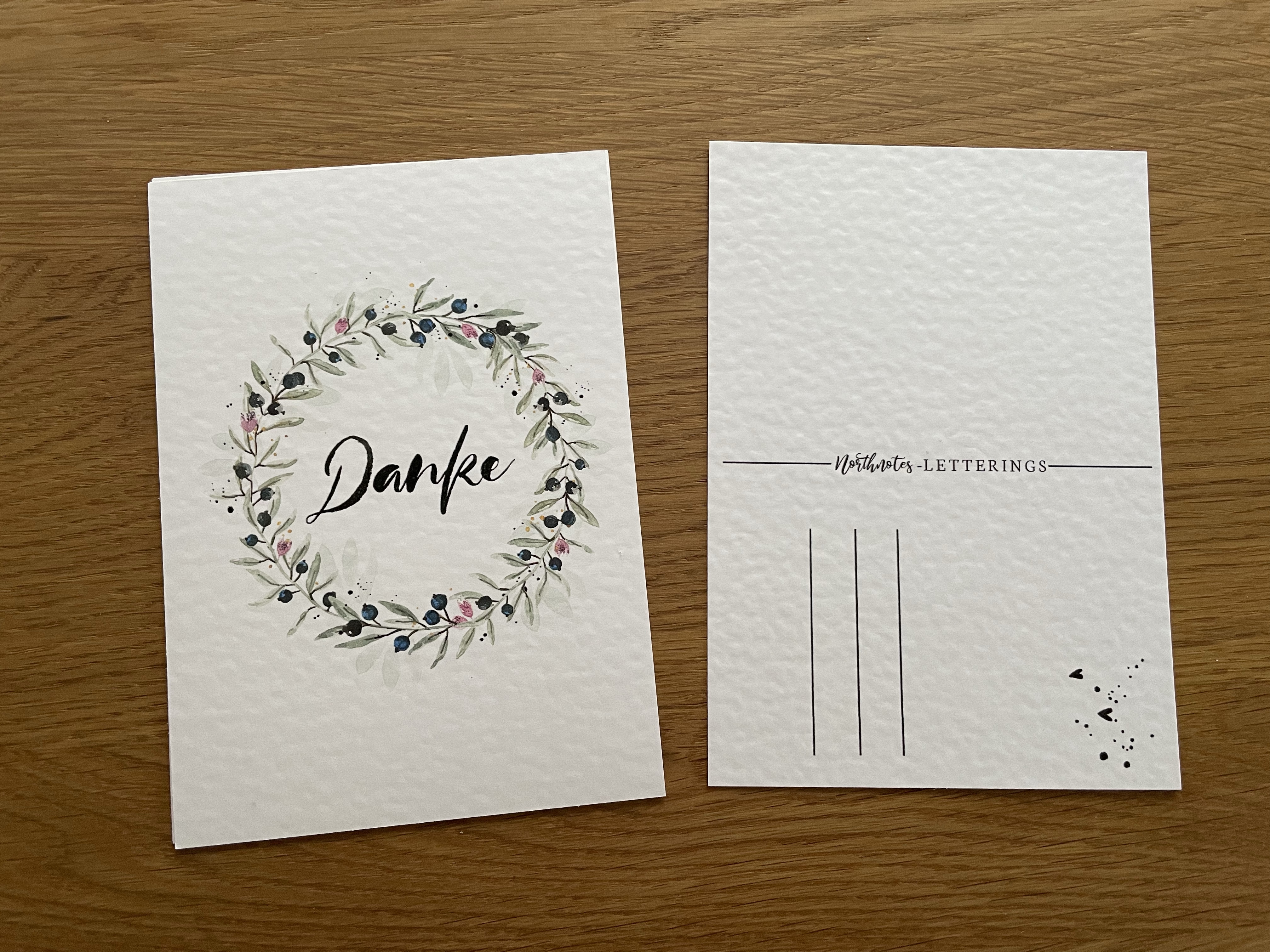 Postkarte "Danke" Kranz