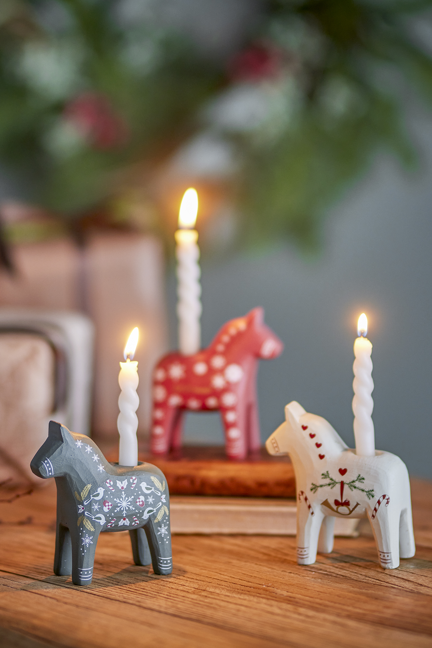 Kerzenständer von Bloomingville, Dalapferd, creme-Herzen