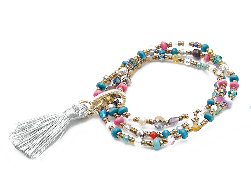 Overbeck&Friends Armband Poppy, bunt/grau