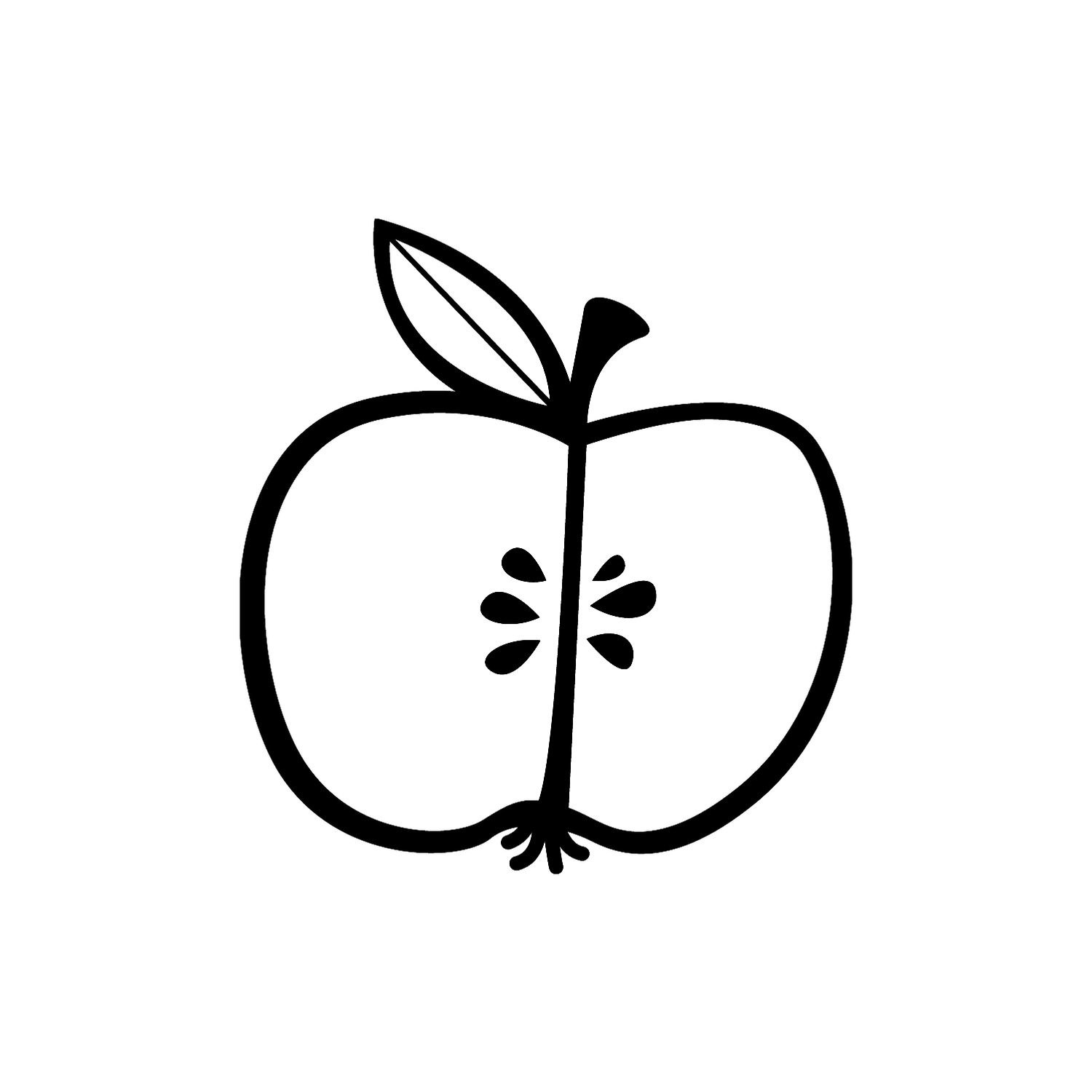 Abdruck Stempel Apfel aufgeschnitten, 12 mm