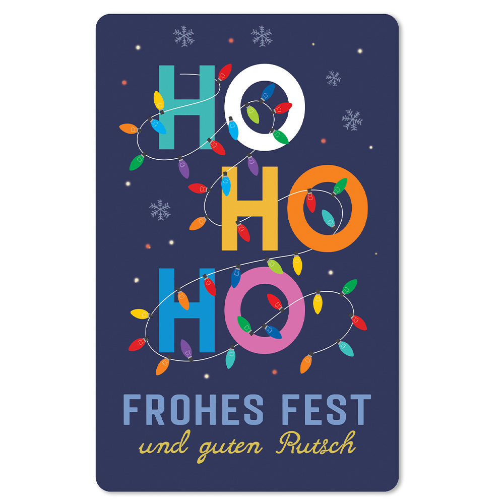 Postkarte "Ho ho ho - frohes Fest und guten Rutsch"