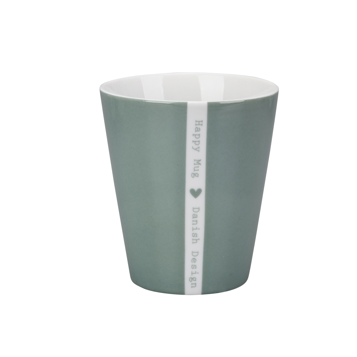 Tasse hellgrün/salbei, Herz, Happy mug