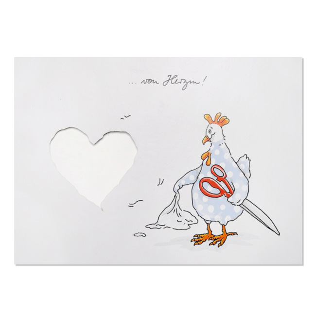 krima&isa Postkarte mit Huhn, von Herzen