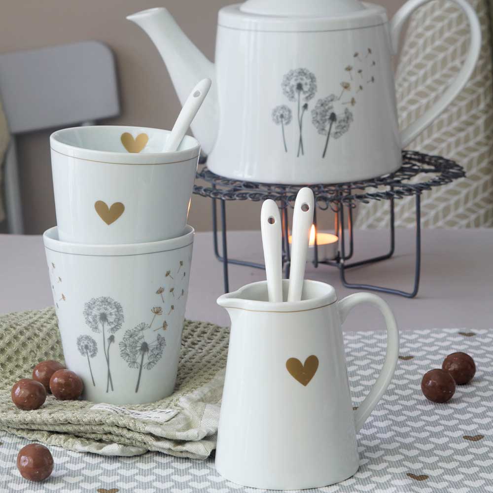Tasse Pusteblume, grau/gold