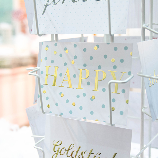 krima&isa Postkarte "Happy!" gold